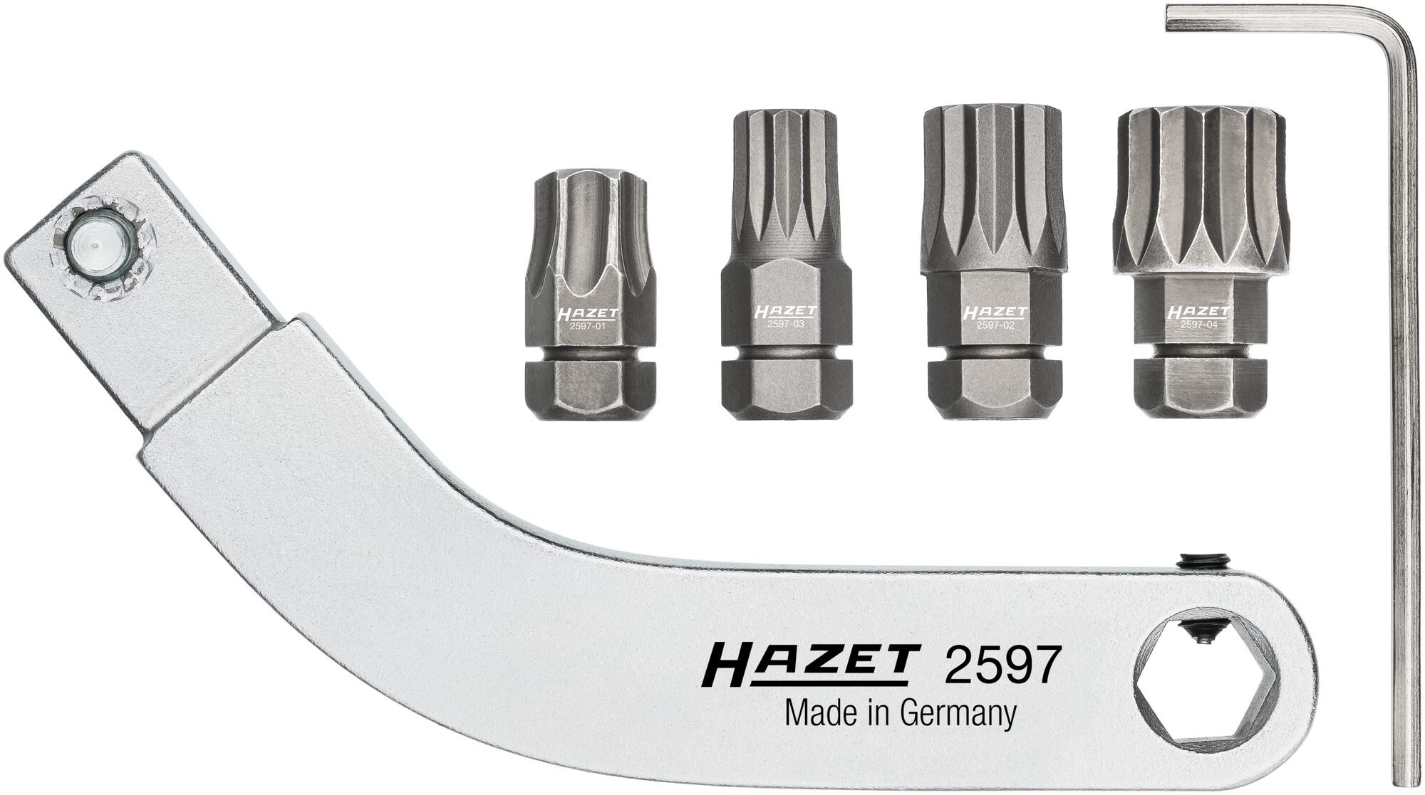 HAZET Deurscharnier insteekgereedschap | gebogen bithouder | SW T45, M8, M10, M12 | 9 x 12 mm insteekvierkant massief | 5/16 inch (8 mm) zeskant hol |