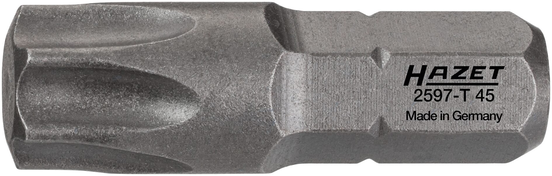 HAZET Bit 2597-T45 · 1/4 inch (6,3 mm) zeskant massief · Binnen-TORX®-profiel · SW T45