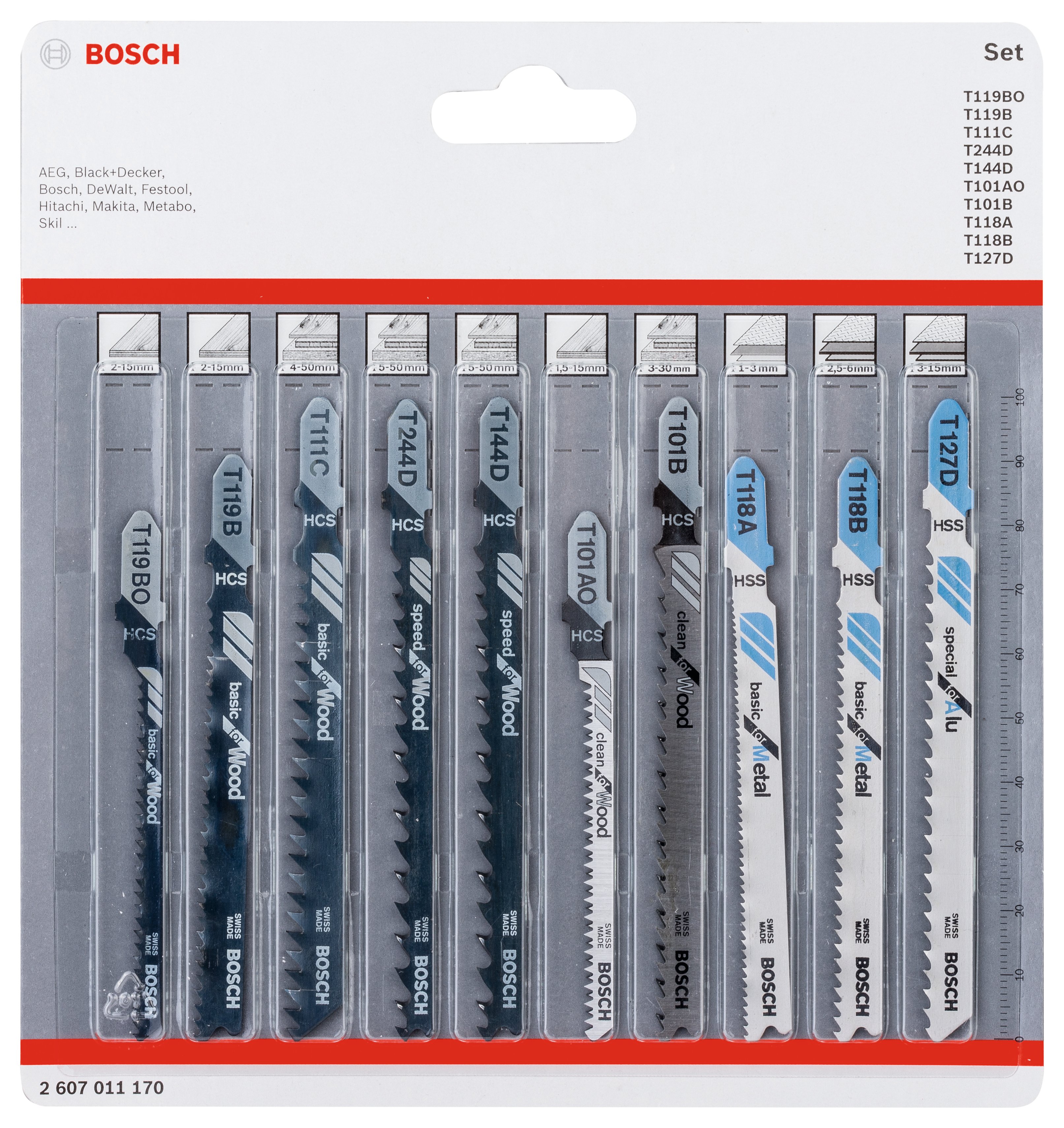 Bosch Accessoires 10-delige decoupeerzaagbladenset Wood and Metal - 2607011170