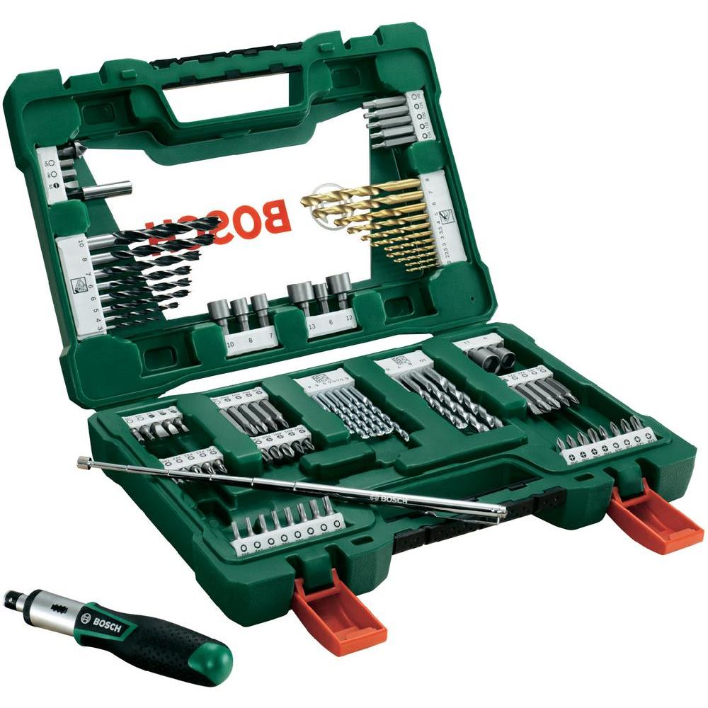 Bosch Accessoires V-Line TiN-boren en bitset met ratelschroevendraaier en magnetisch uitschuifbare pen 91-delige - 2607017195