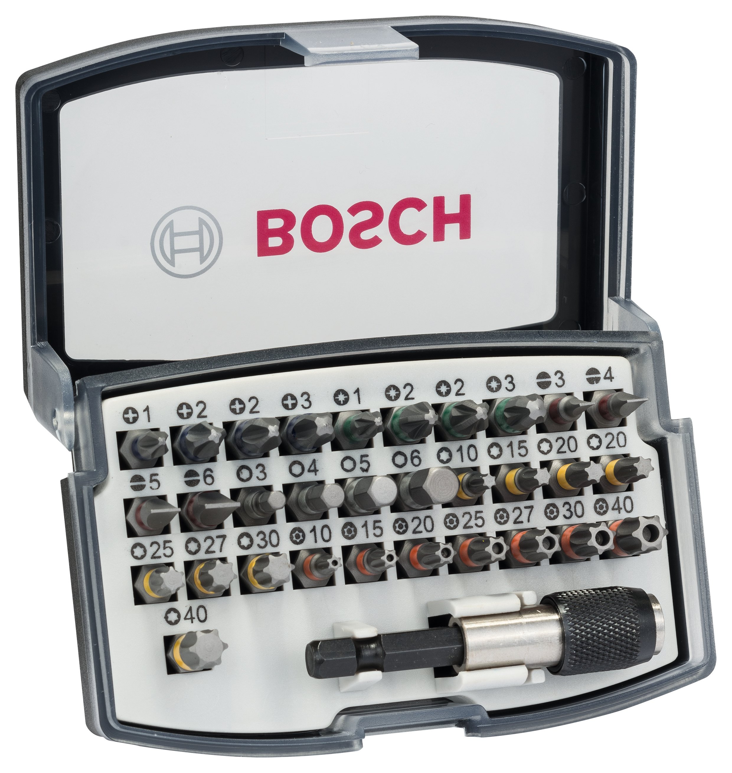 Bosch Accessoires Sets Prof (32-delige set schroefbit PH1-PH2 (2x)-PH3 PZ1-PZ2 (2x)-PZ3 HEX3-HEX4-HEX5-HEX6 T10-T15-T20-T20-T25-T27-T30-T40)