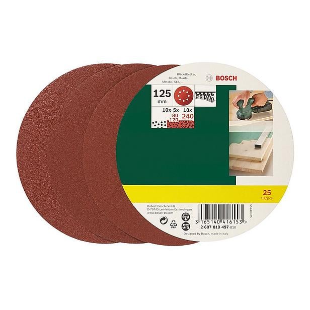Bosch Accessoires 25-delige schuurpapierset voor excentrische schuurmachine | 2607019497 - 2607019497