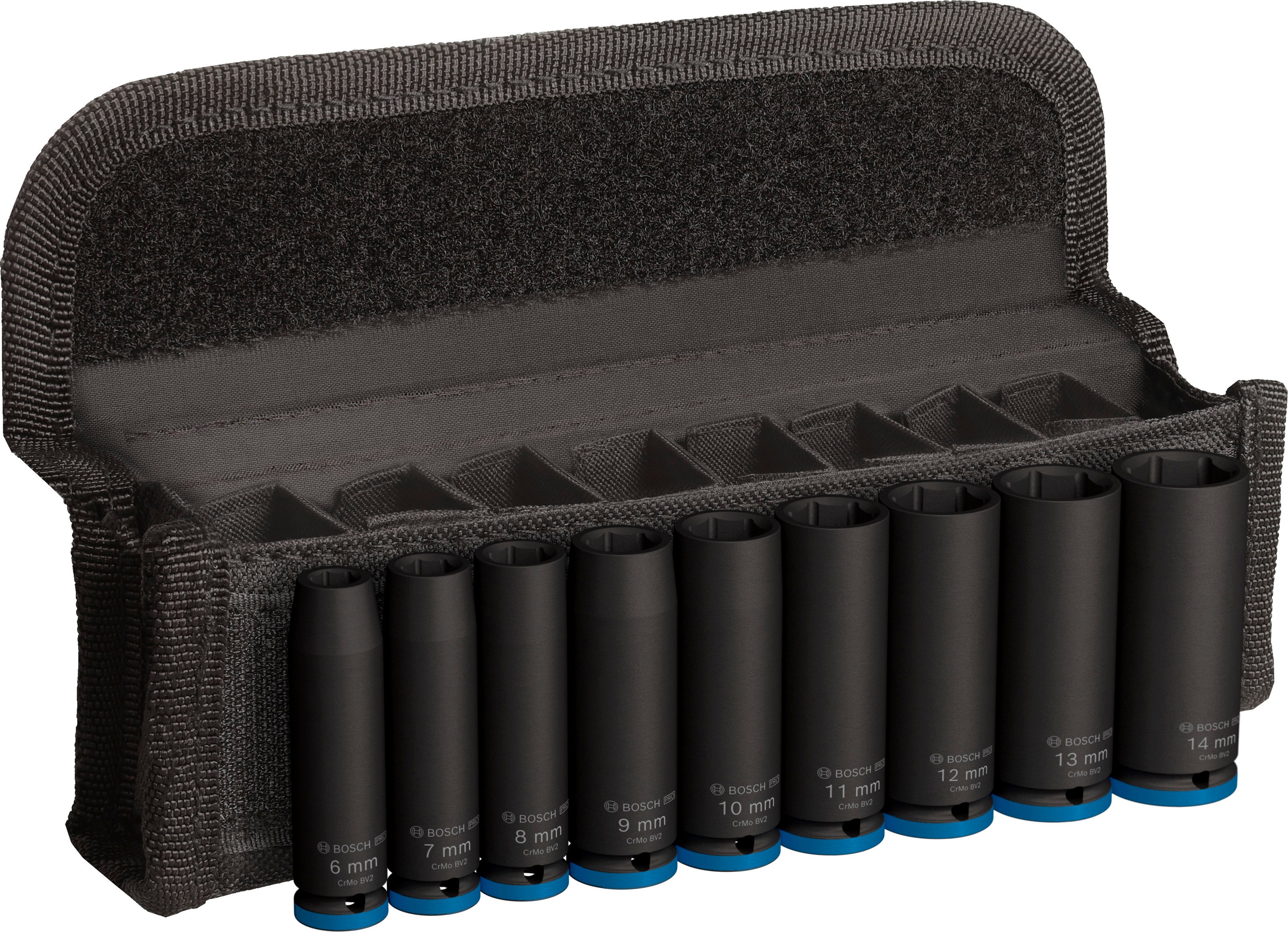 Bosch Accessoires 9-delige Krachtdoppenset 50 mm | 6, 7, 8, 9, 10, 11, 12, 13, 14 mm - 2608003035