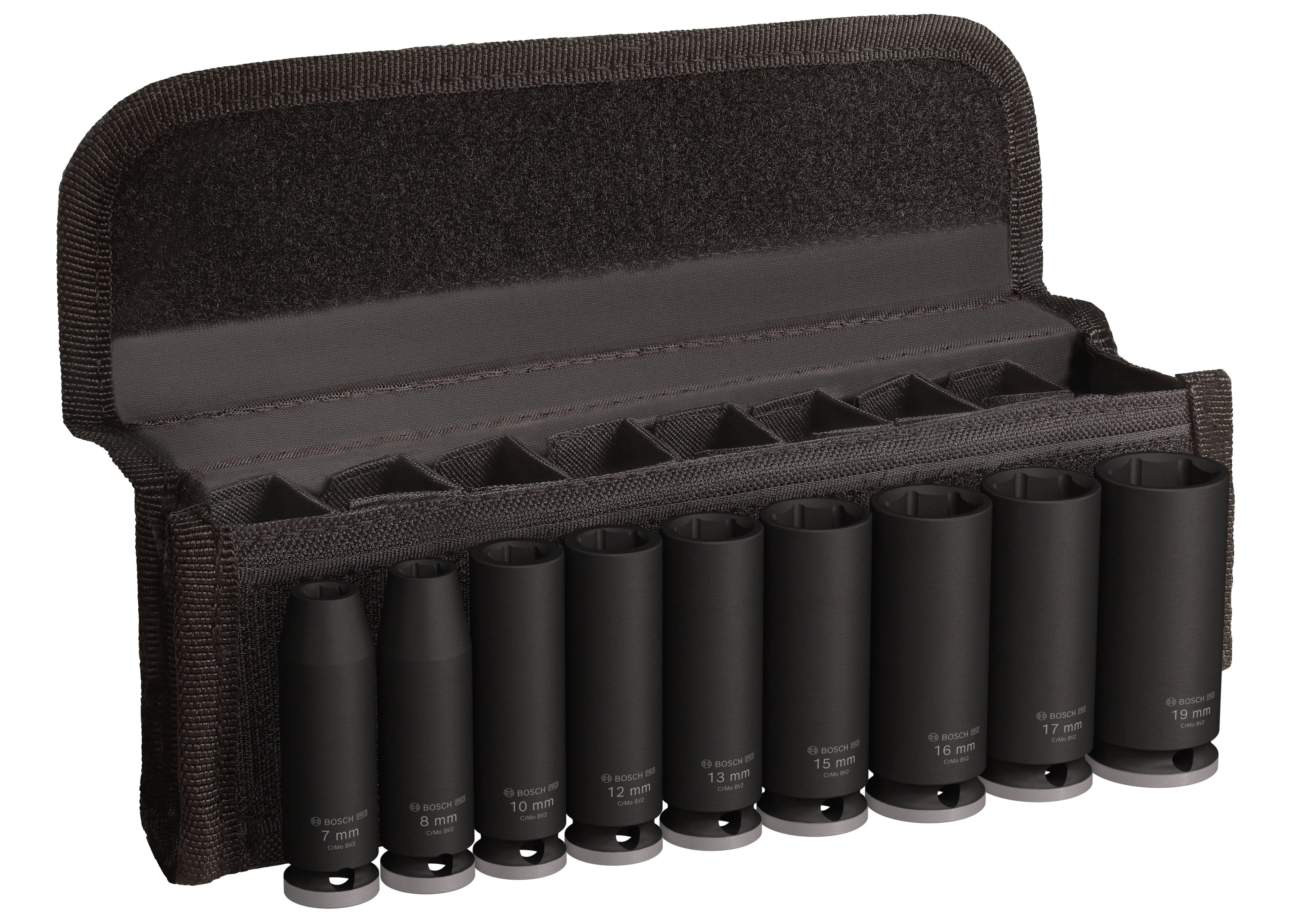 Bosch Accessoires 9-delige Krachtdoppenset 63 mm | 7 8 10 12 13 15 16 17 19 mm 2608003037