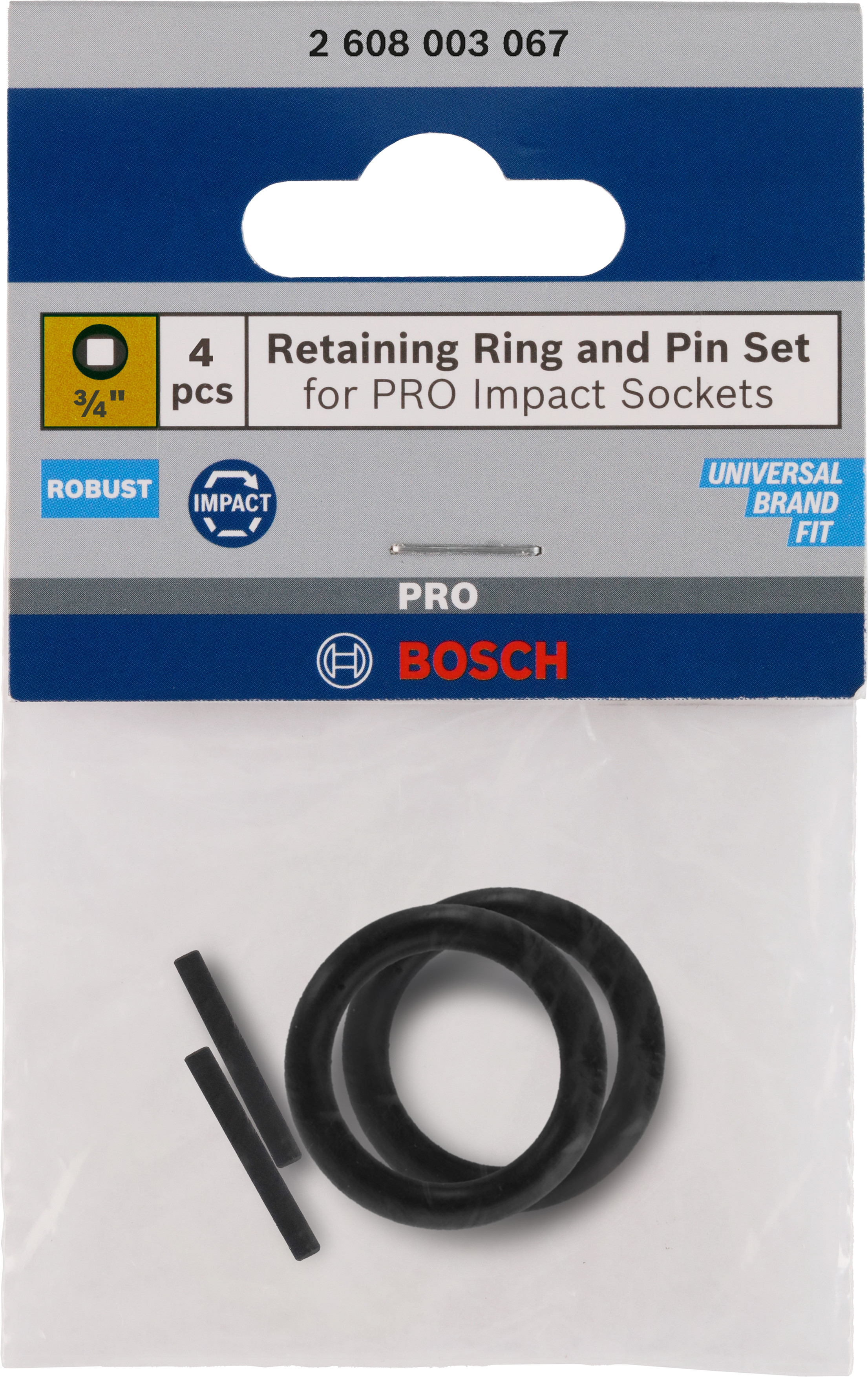 Bosch Accessoires Pin en ring 3 4" krachtdoppen | 4 stuks 2608003067