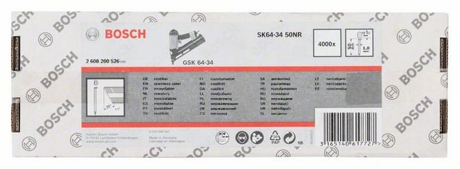 Bosch Accessoires DA Afwerknagels | 34° | roestvrij staal | 50 mm | 4000 stuks - 2608200526