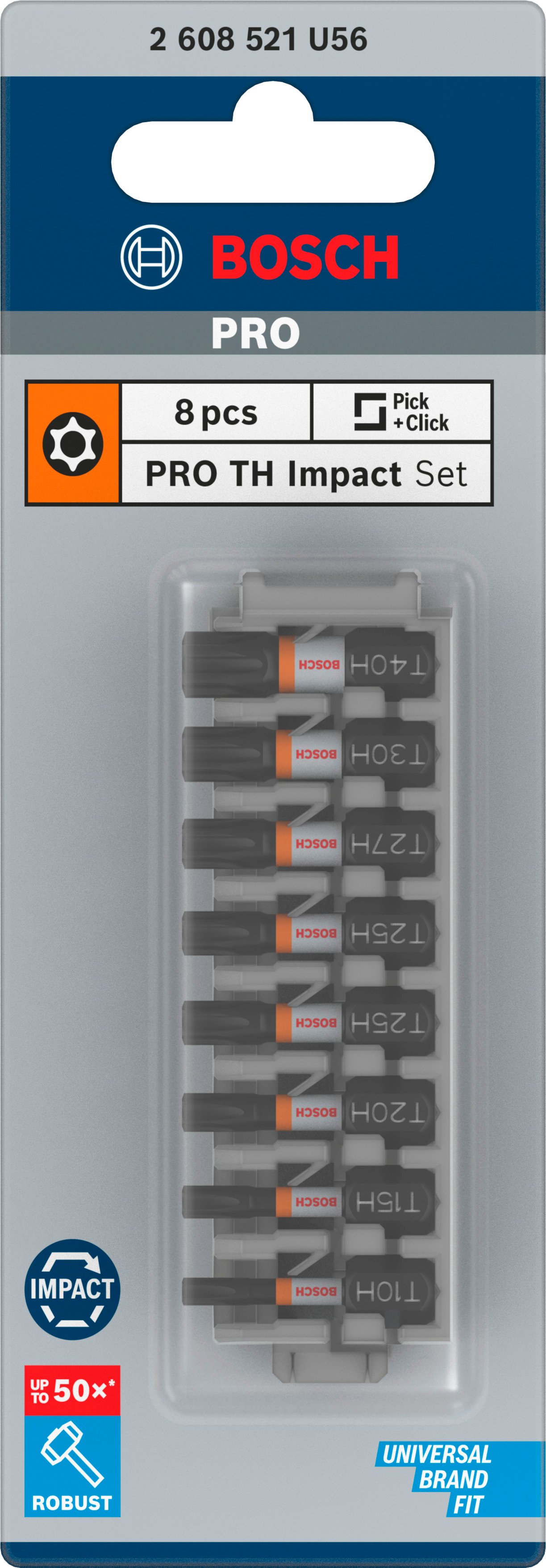 Bosch Accessoires PRO TH Impact bits | T10H | T15H | T20H | T25H (x2) | T27H | T30H | T40H | 25 mm | 8 stuks - 2608521U56