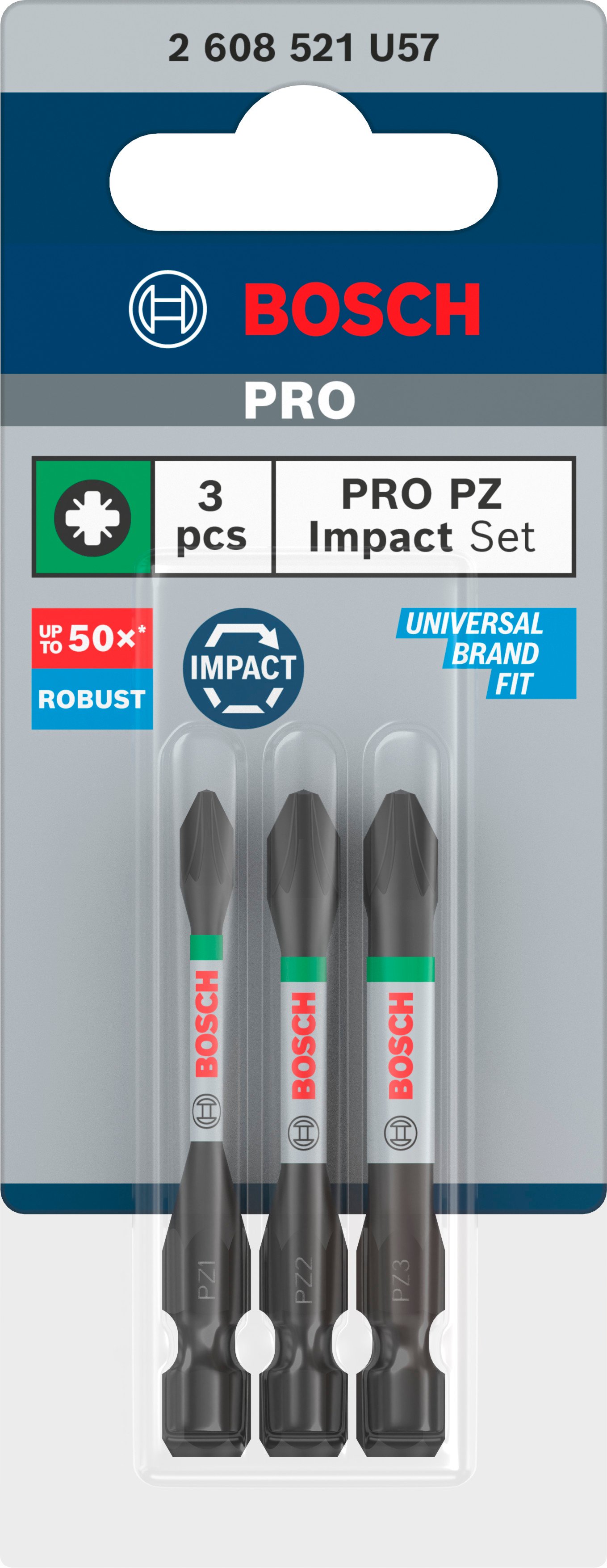 Bosch Accessoires PRO PZ Impact bits | PZ1 | PZ2 | PZ3 | 55 mm | 3-delig - 2608521U57