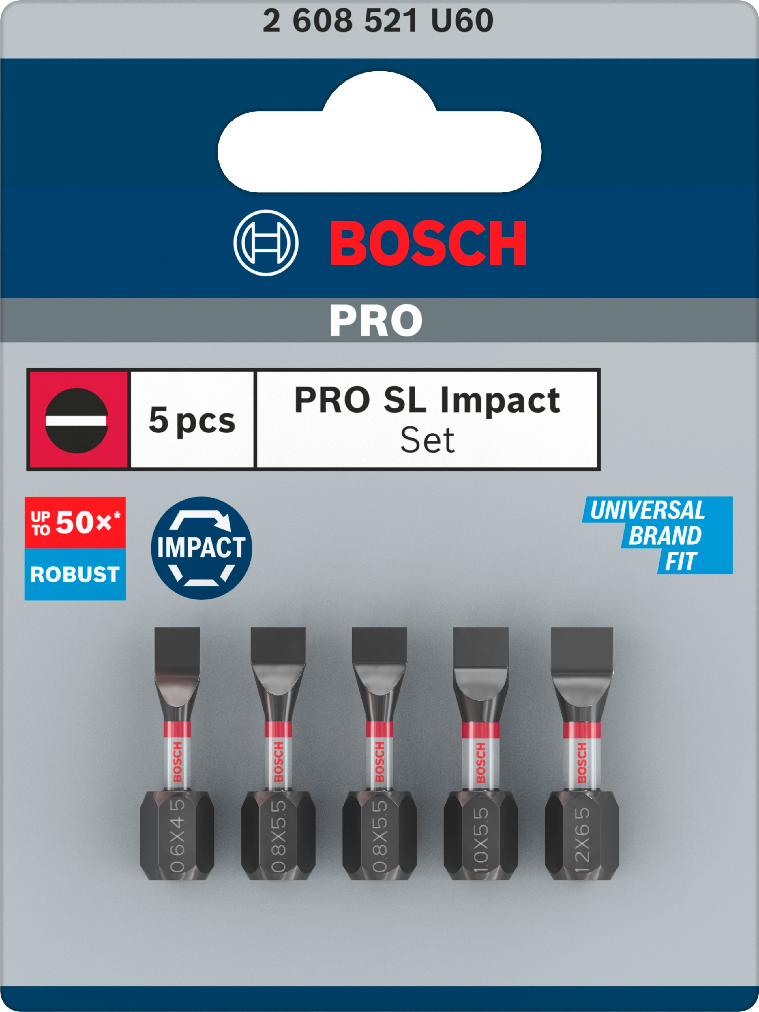 Bosch Accessoires PRO SL Impact bits | SL4.5 | SL5.5 (x2) | SL5.5 | SL6.5 | 25 mm | 5 stuks - 2608521U60