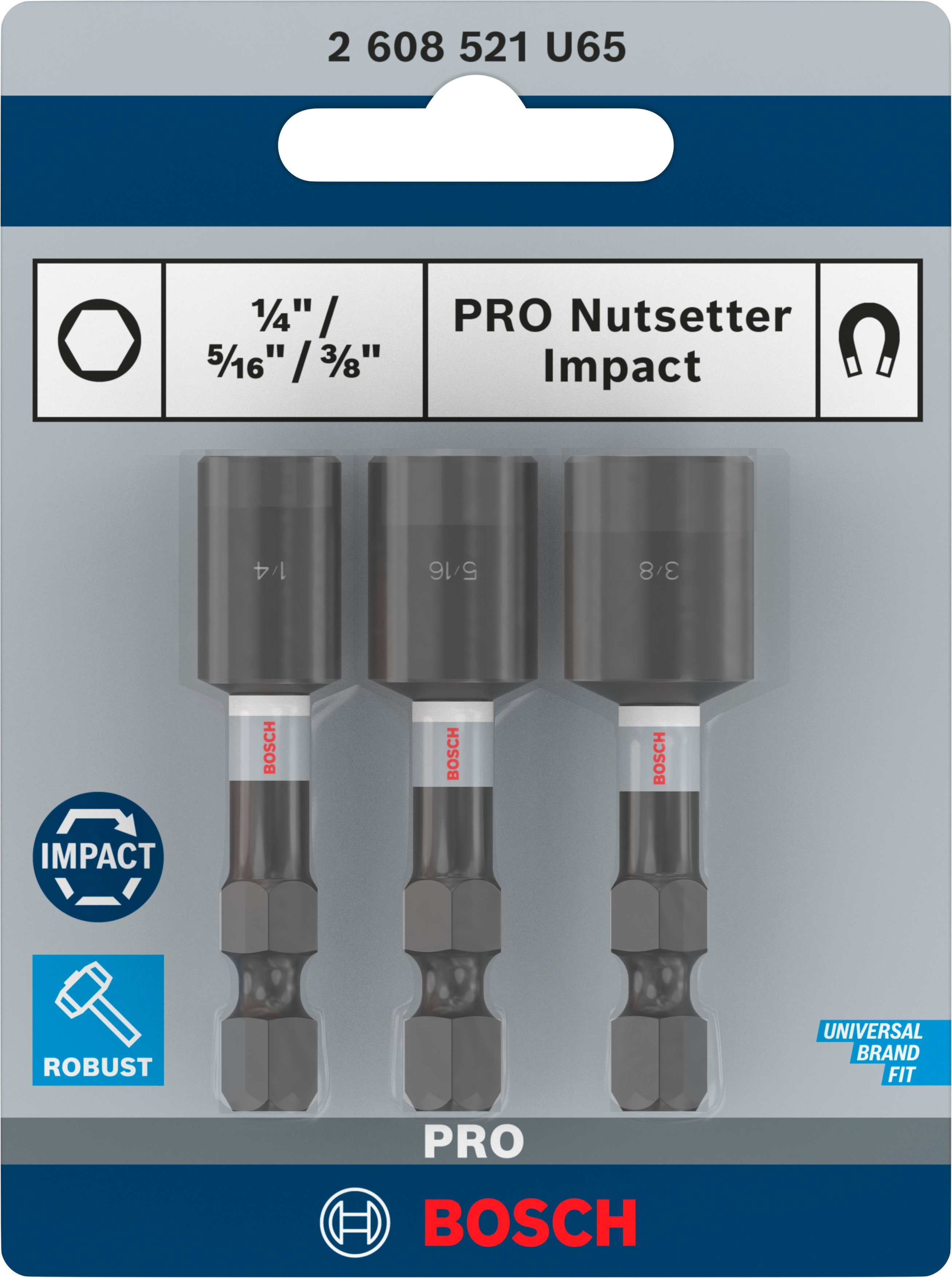 Bosch Accessoires PRO Nutsetter Impact | dop | 1/4" x 50 mm | 5/16" x 50 mm | 3/8" x 50 mm | 3-delig - 2608521U65