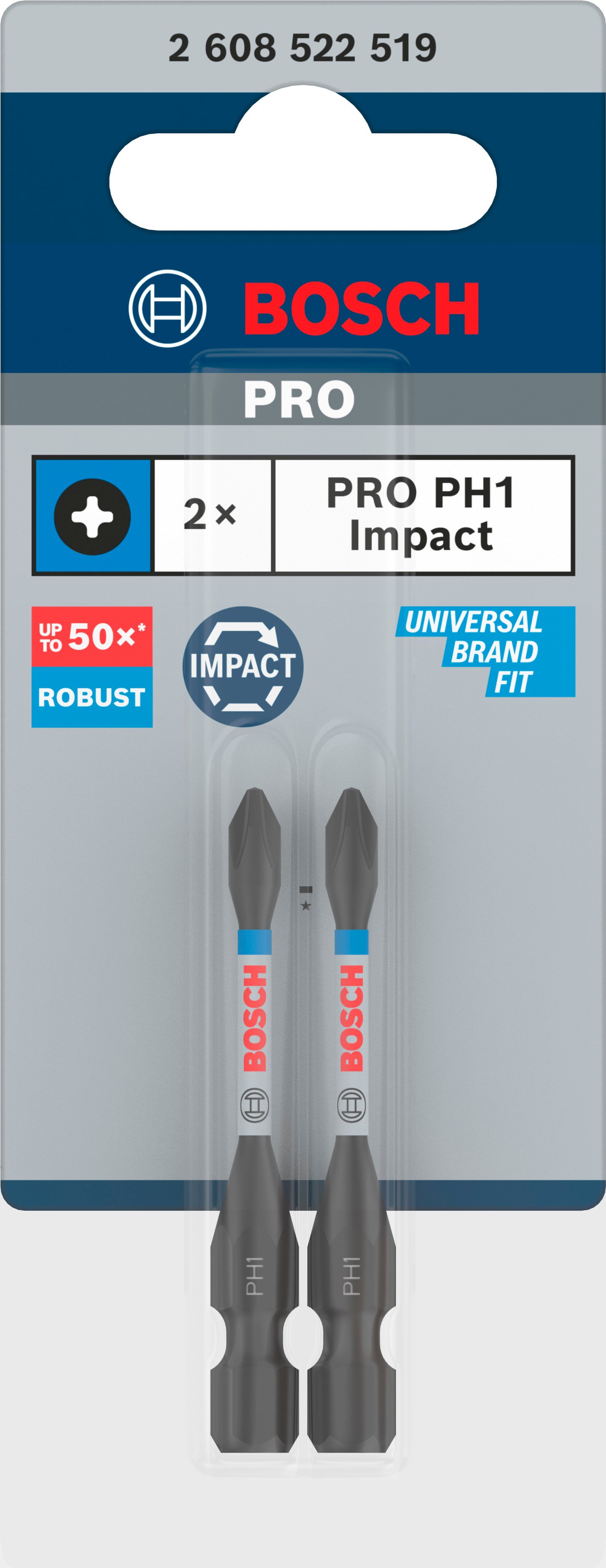 Bosch Accessoires PRO Phillips slagschroefbit | PH1 | 55 mm | 2 stuks - 2608522519