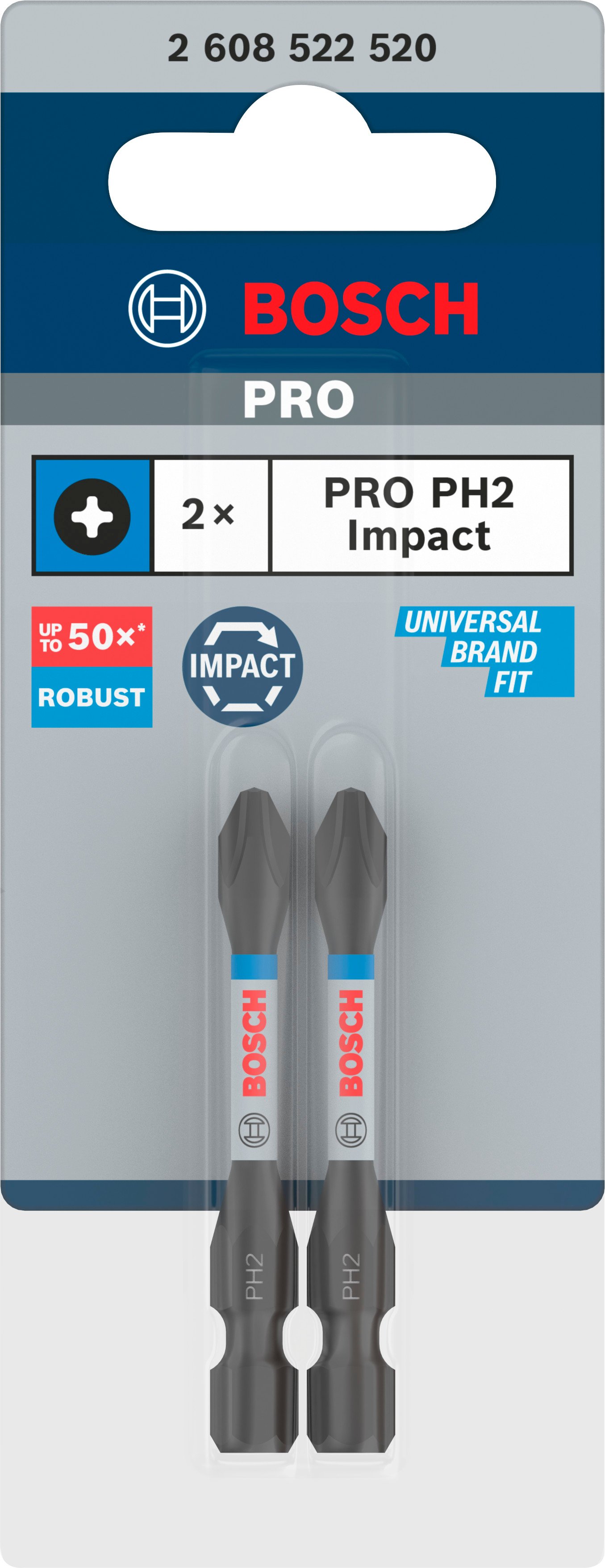 Bosch Accessoires PRO Phillips slagschroefbit | PH2 | 55 mm | 2-delig - 2608522520