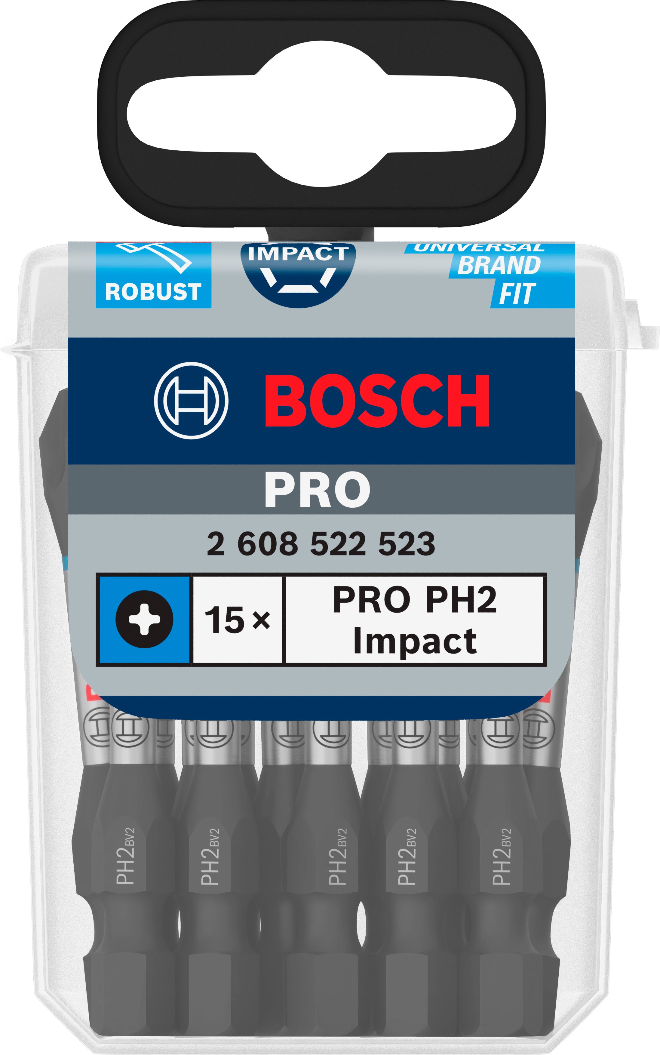 Bosch Accessoires PRO Phillips slagschroefbit | PH2 | 55 mm | 15 stuks - 2608522523