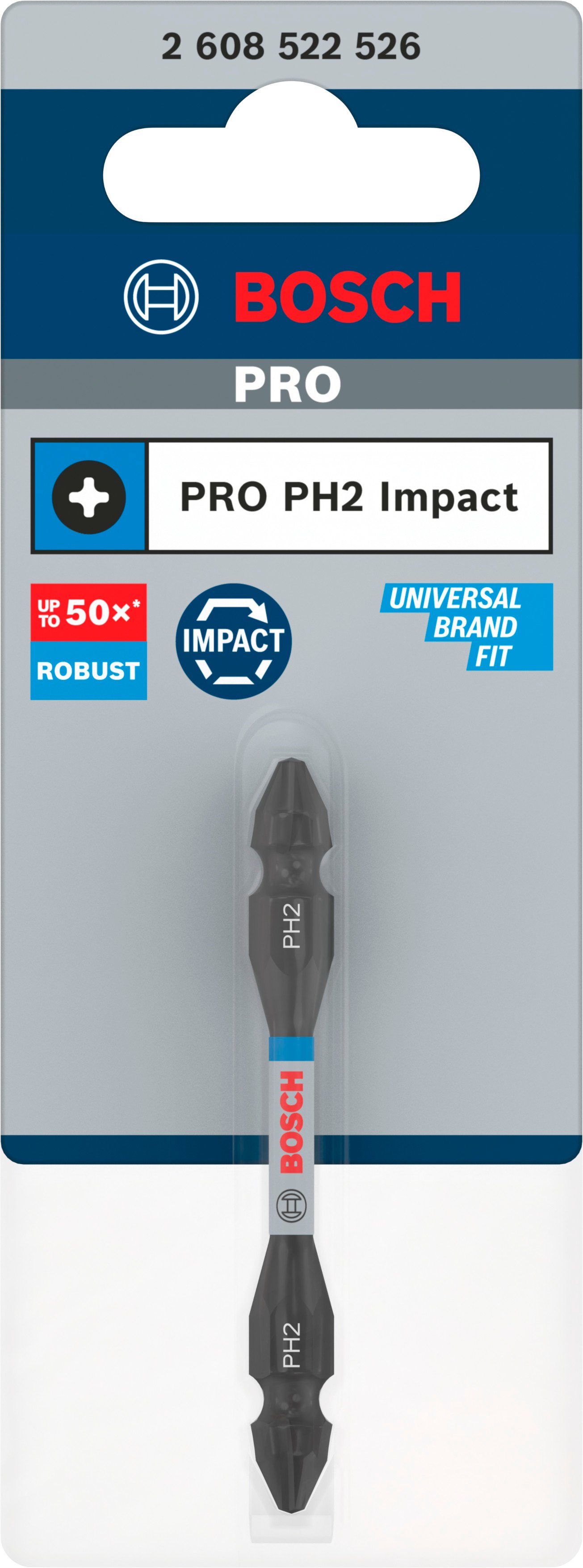 Bosch Accessoires PRO tweezijdige slagschroefbit met Pick and Click index | PH2 | 65 mm - 2608522526