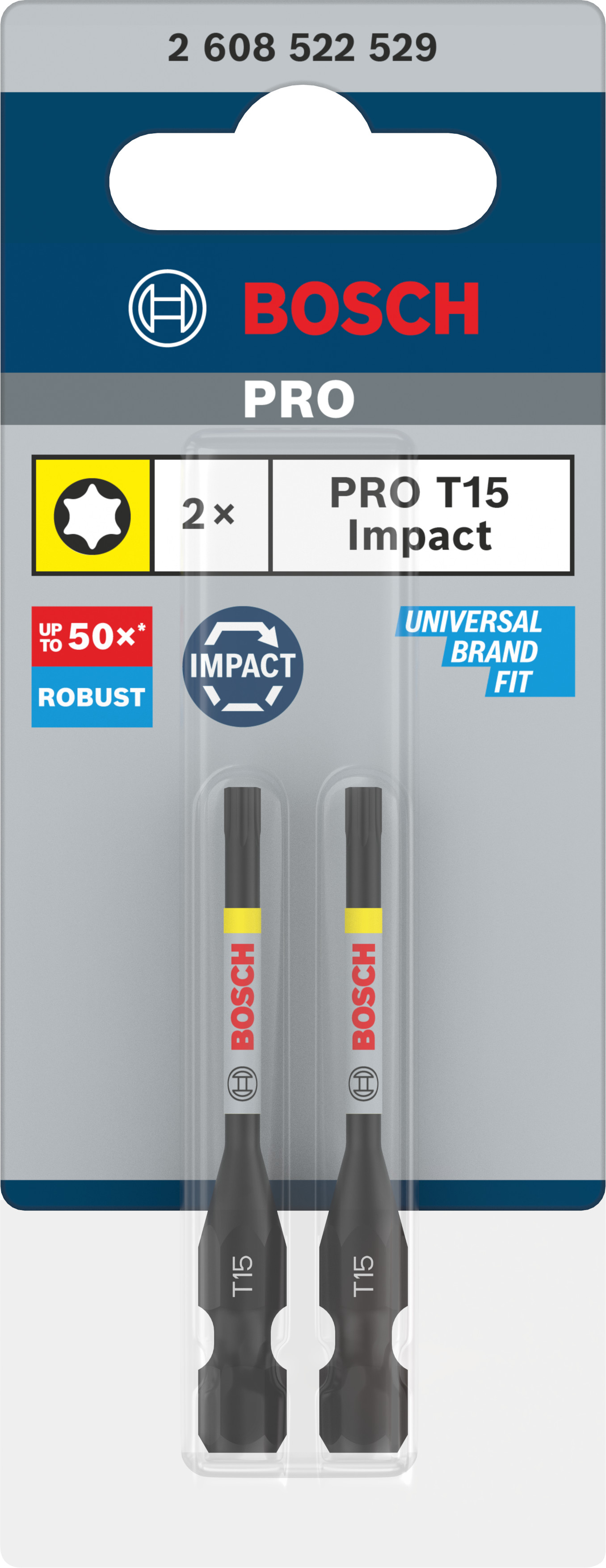 Bosch Accessoires PRO Torx slagschroefbit | T15 | 55 mm | 2 stuks - 2608522529