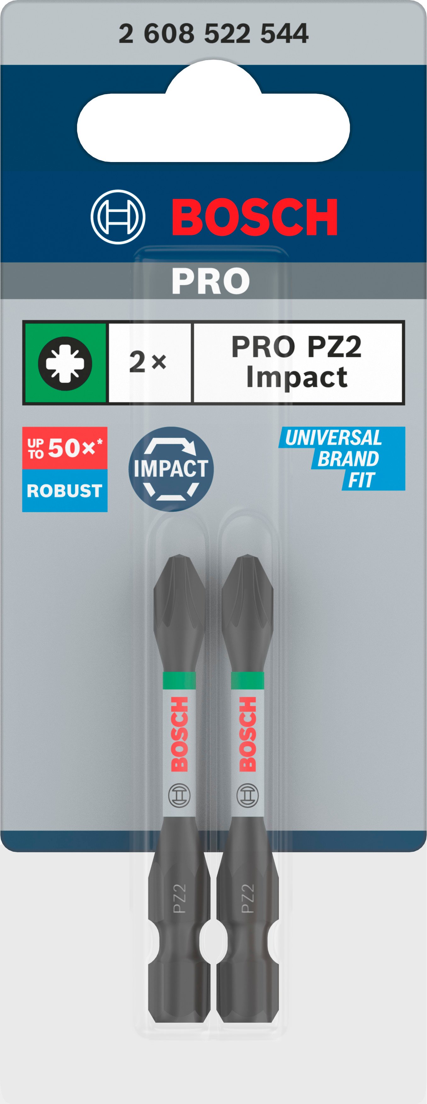 Bosch Accessoires PRO Pozidriv slagschroefbit | PZ2 | 55 mm | 2 stuks - 2608522544
