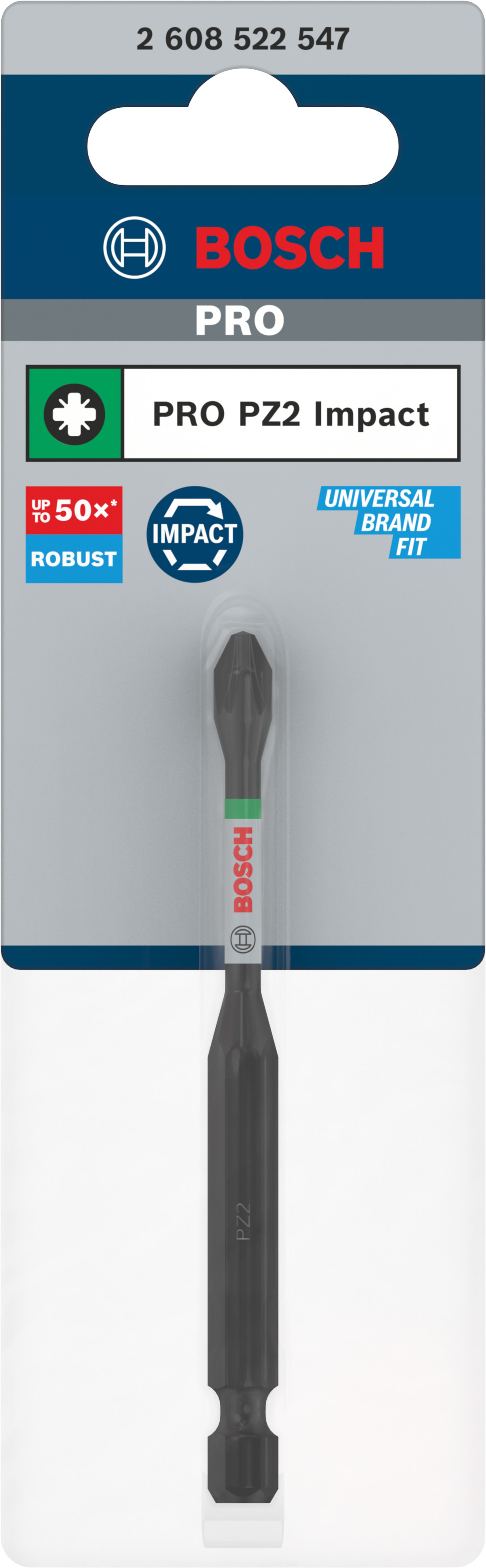 Bosch Accessoires PRO Pozidriv slagschroefbit | PZ2 | 90 mm - 2608522547