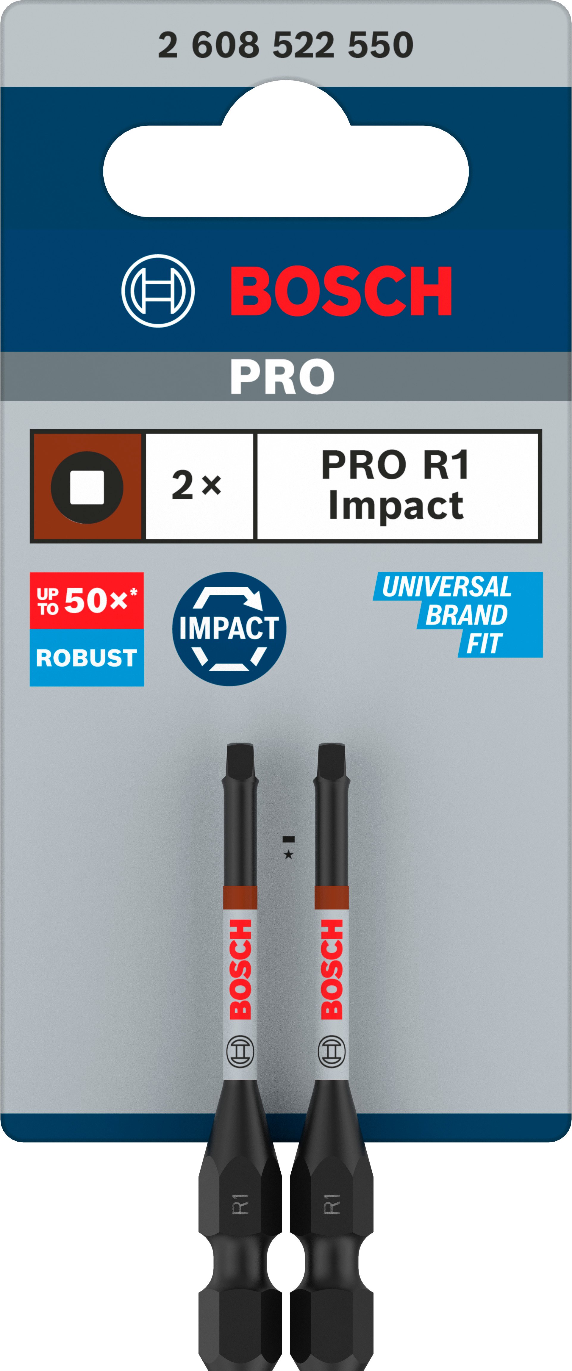Bosch Accessoires PRO Robertson slagschroefbit | R1 | 55 mm | 2-delig - 2608522550