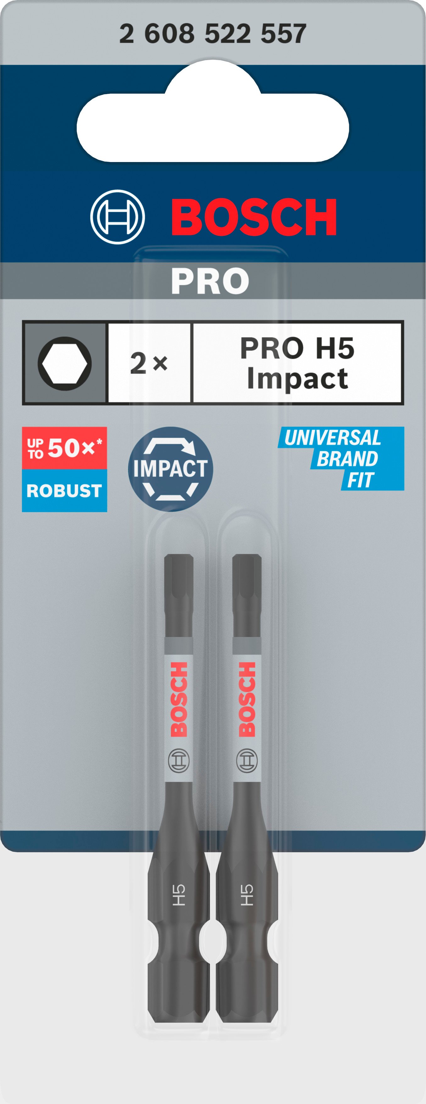 Bosch Accessoires PRO Hex slagschroefbit | H5 | 55 mm | 2-delig - 2608522557