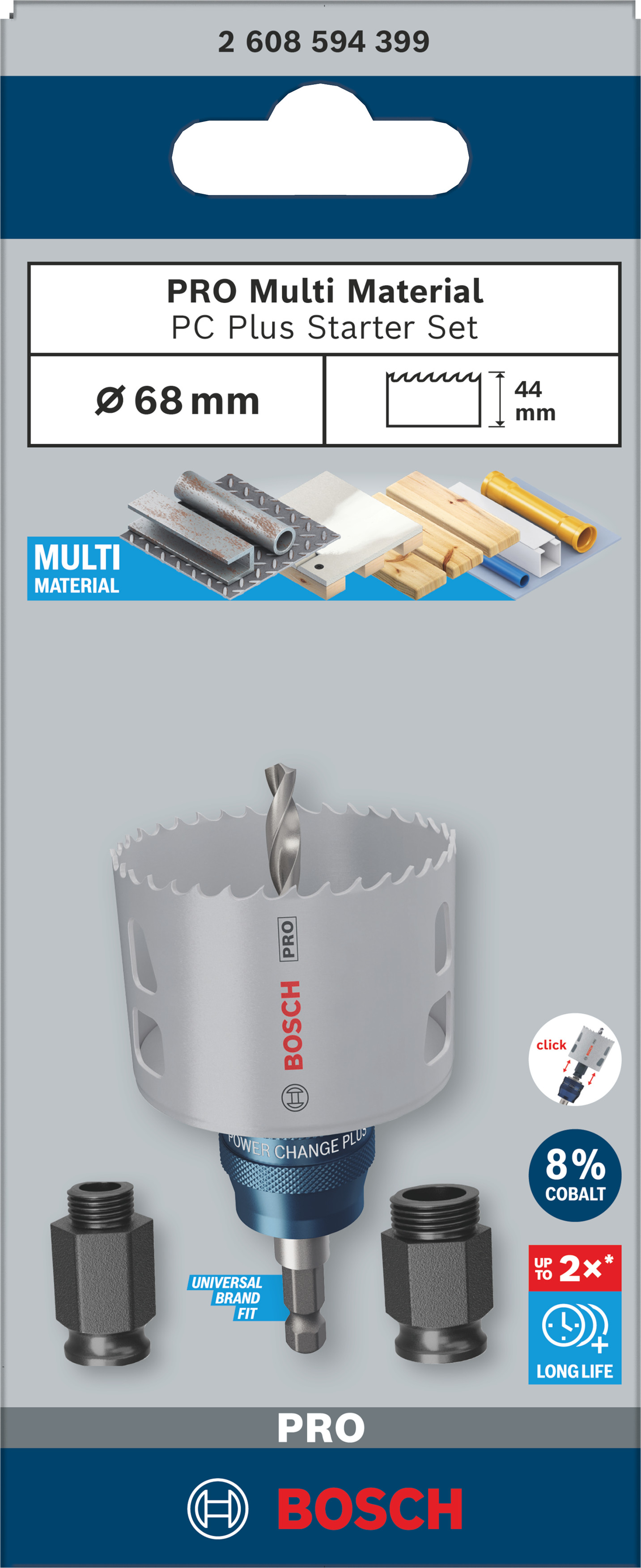 Bosch Accessoires PRO Multi Material PC Plus startpakket | 68 mm | 5 stuks - 2608594399