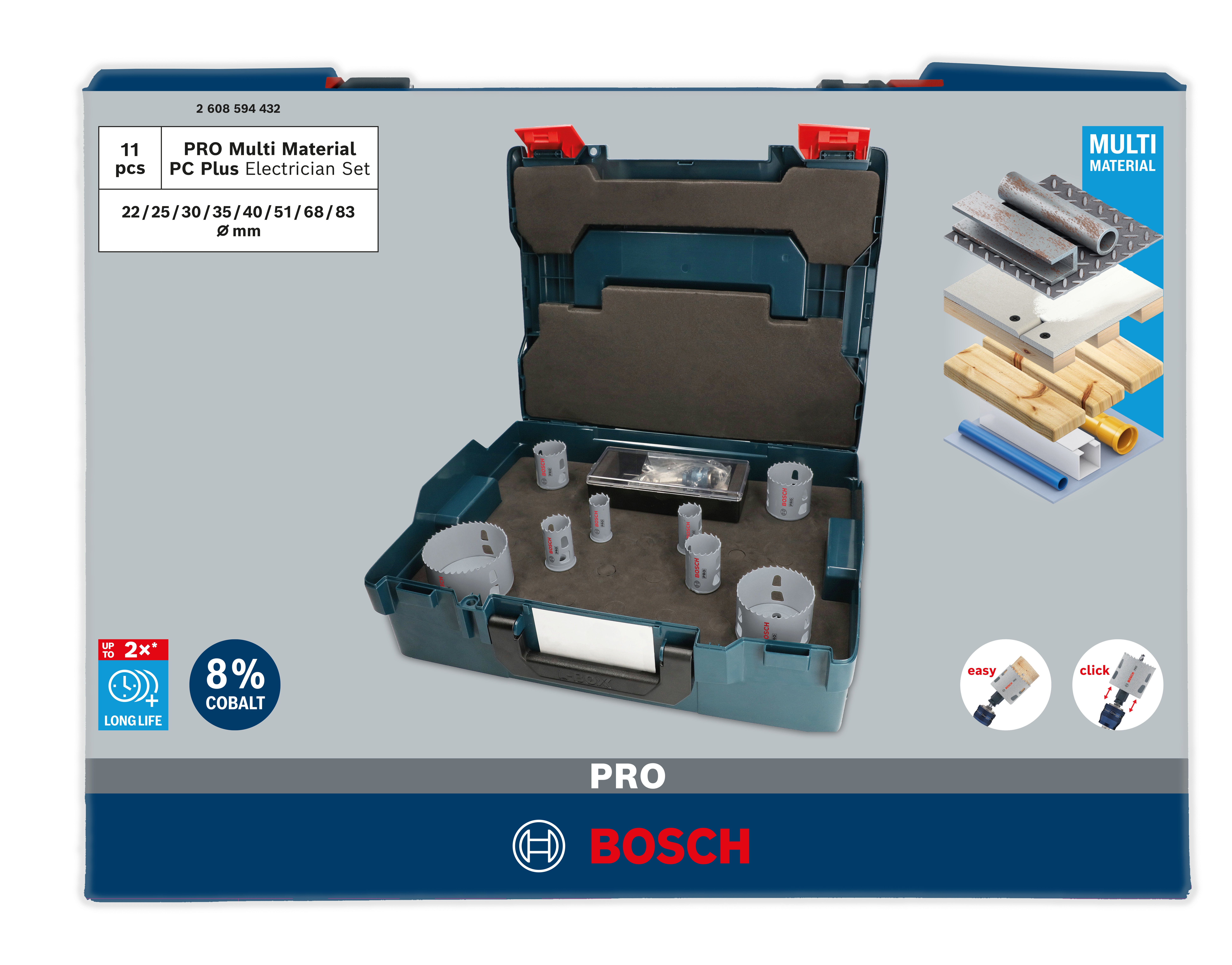 Bosch Accessoires PRO Multi Material PC Plus gatzaagset | 11-delig - 2608594432