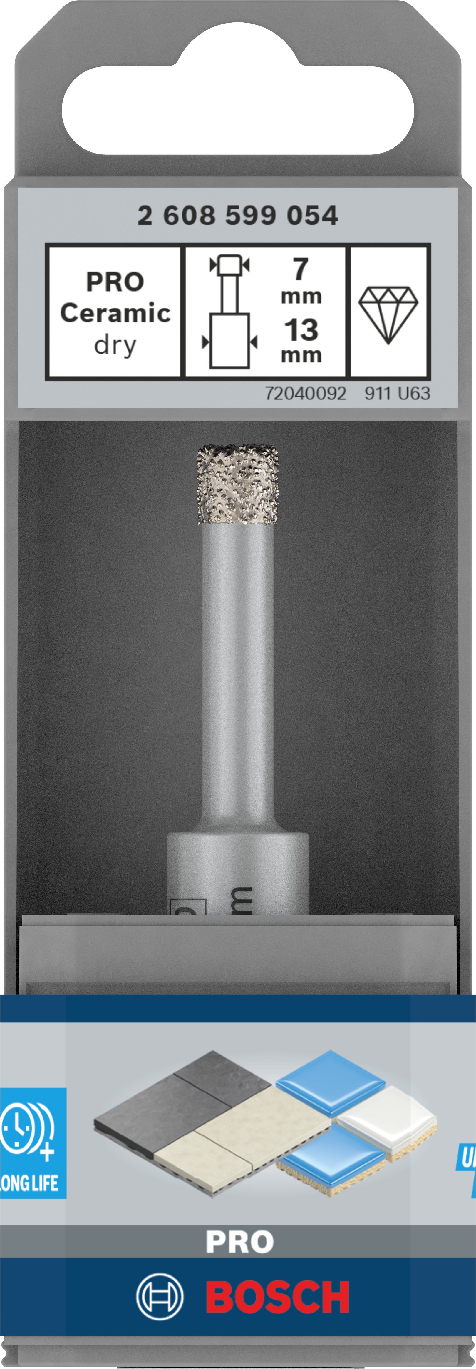 Bosch Accessoires PRO Ceramic dry diamantboor | 7 x 33 x 13 mm - 2608599054
