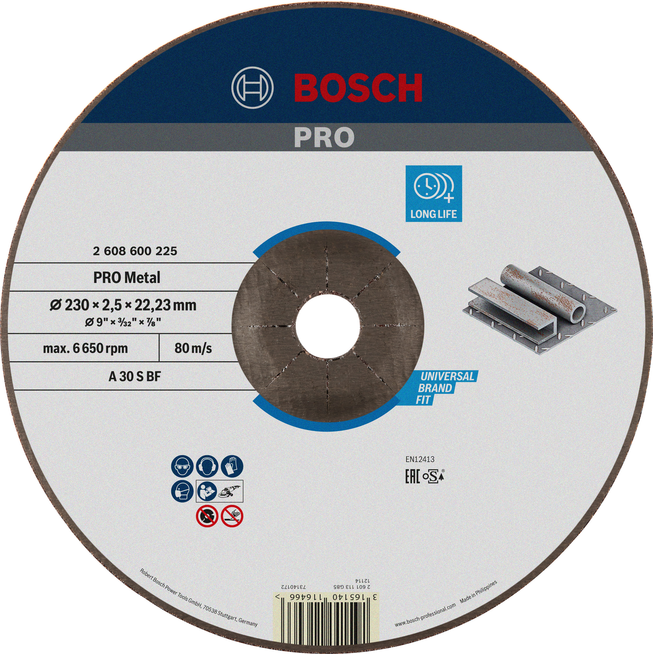 Bosch Accessoires Doorslijpschijven | Metaal | 230x2,5 mm | per 1 | 2608600225 - 2608600225
