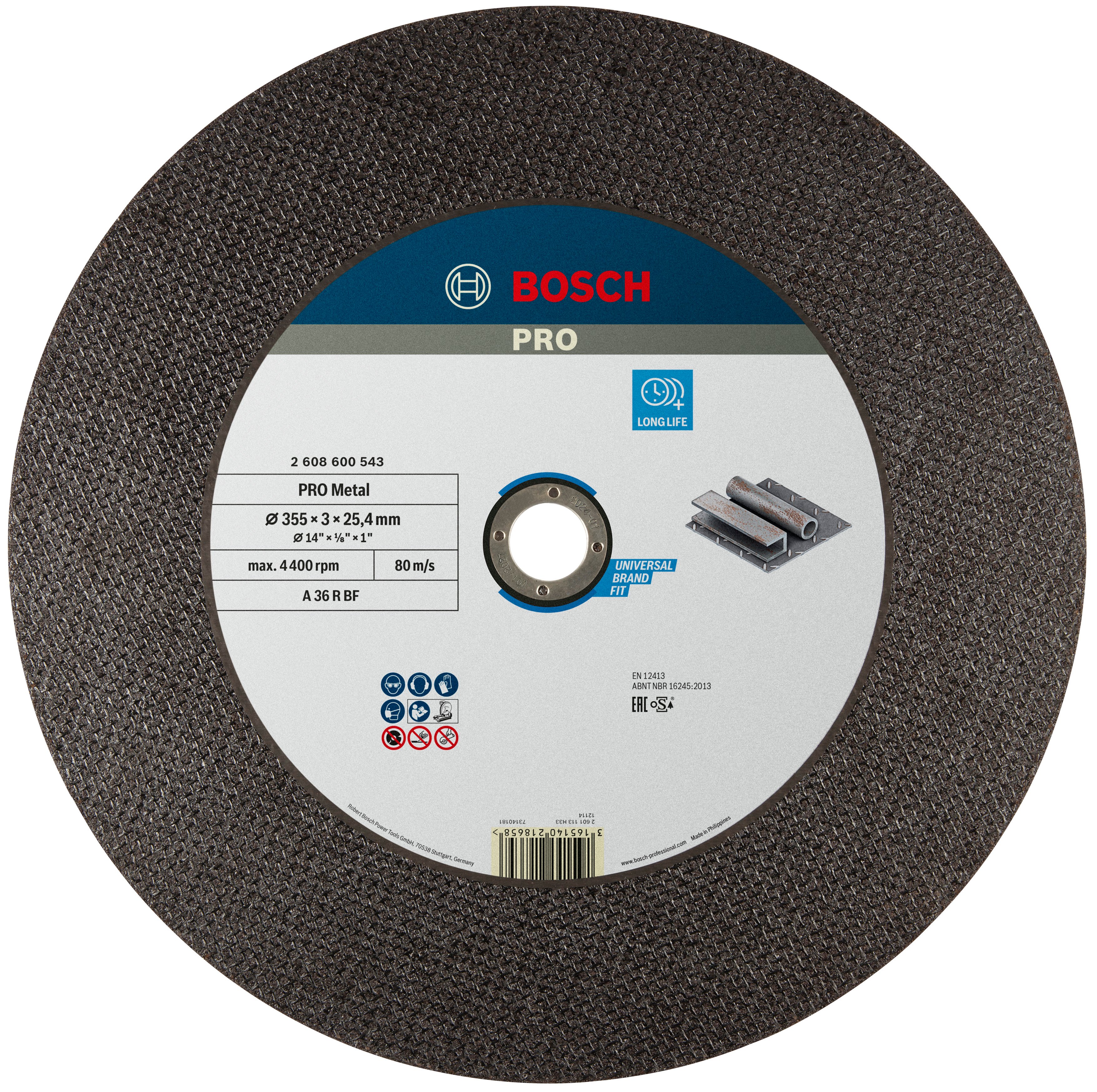 Bosch Accessoires Doorslijpschijf recht Expert for Metal A 36 R BF, 350 mm, 25,40 mm, 2,8 mm 1 stuks - 2608600543