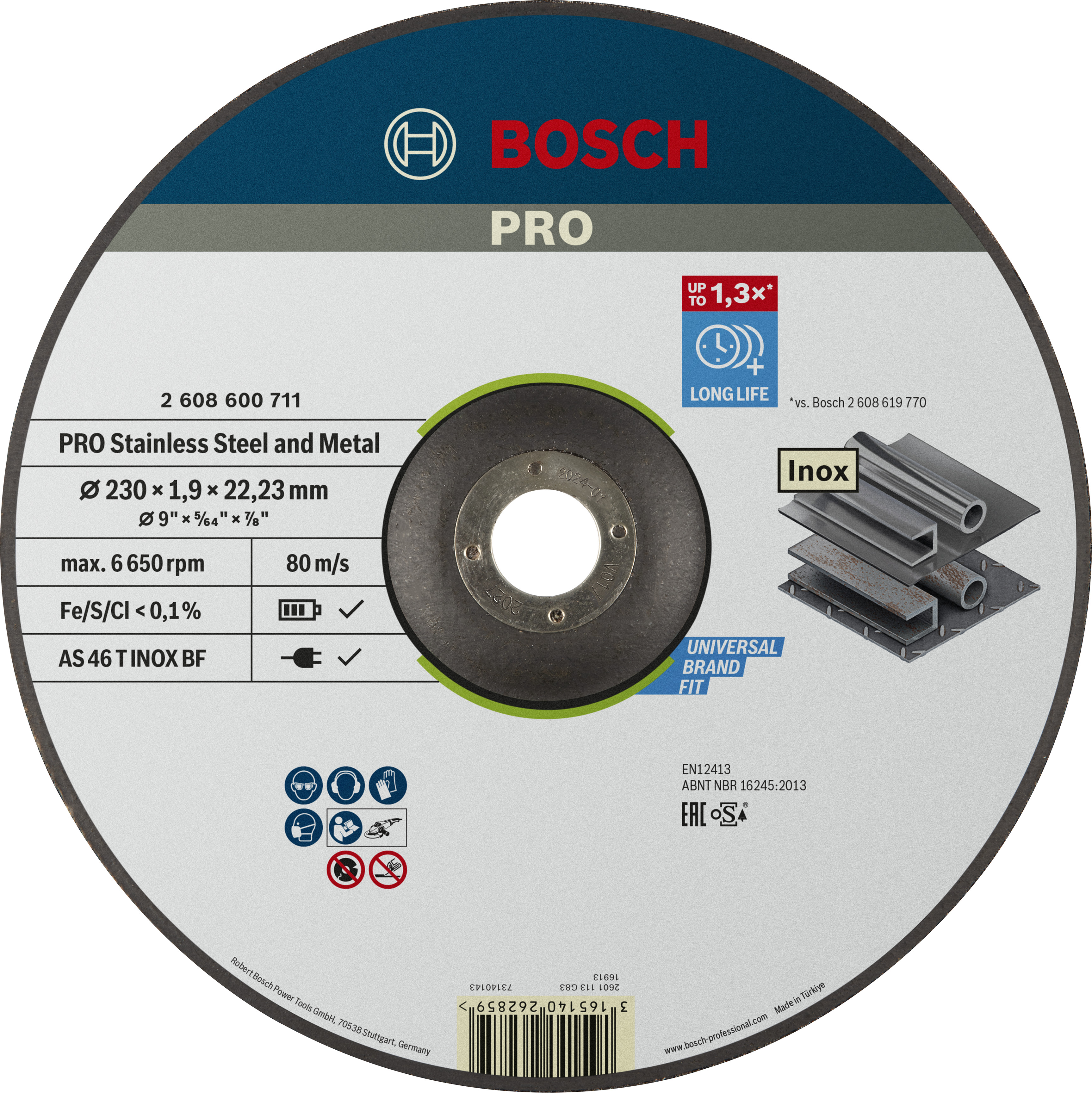 Bosch Accessoires Doorslijpschijven Rapido Standard | 230x1,9 mm | 2608600711 - 1 stuks - 2608600711