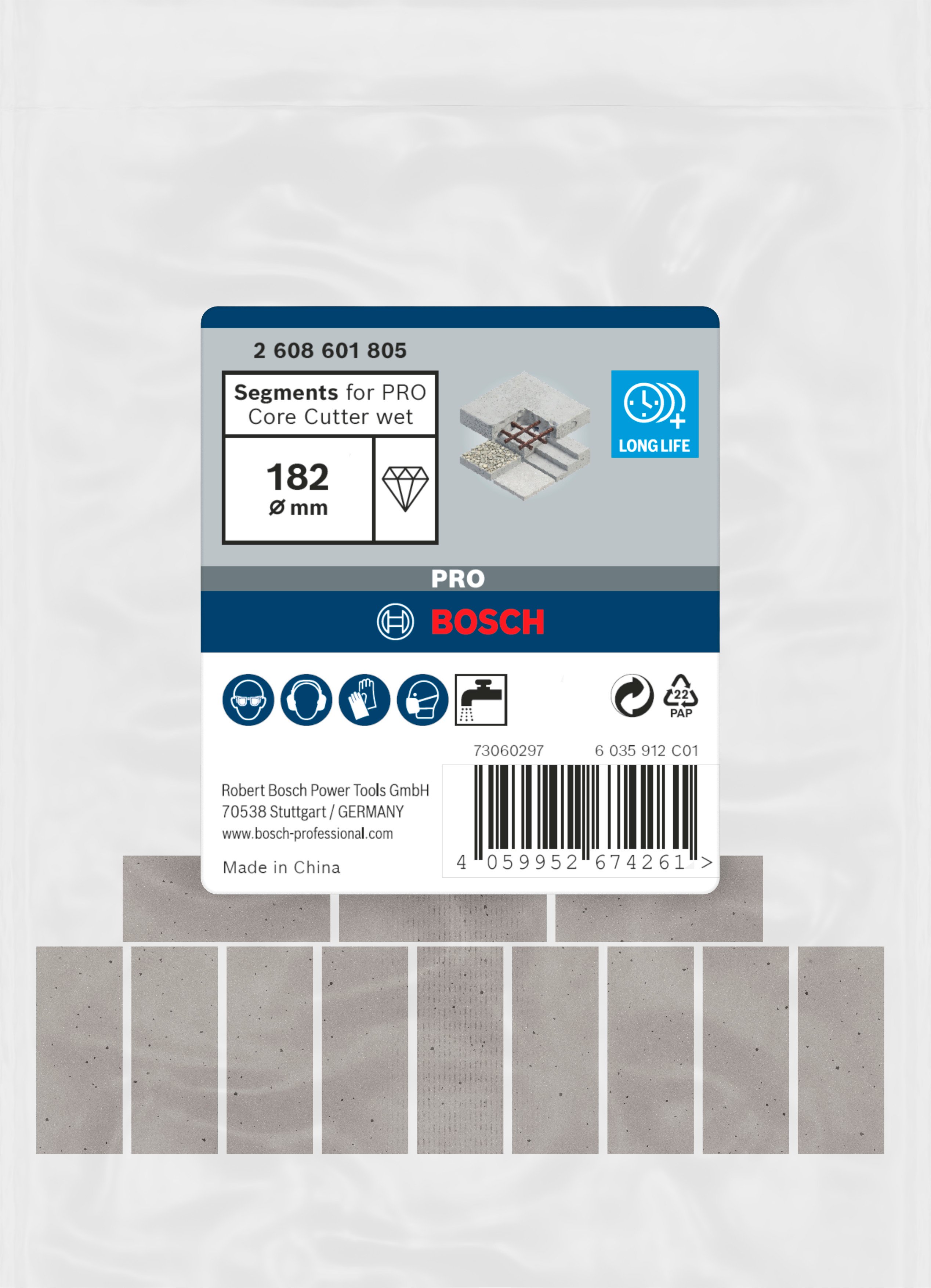 Bosch Accessoires Segmenten voor PRO Core Cutter wet | 182 mm | 1 1/4-inch UNC - 2608601805