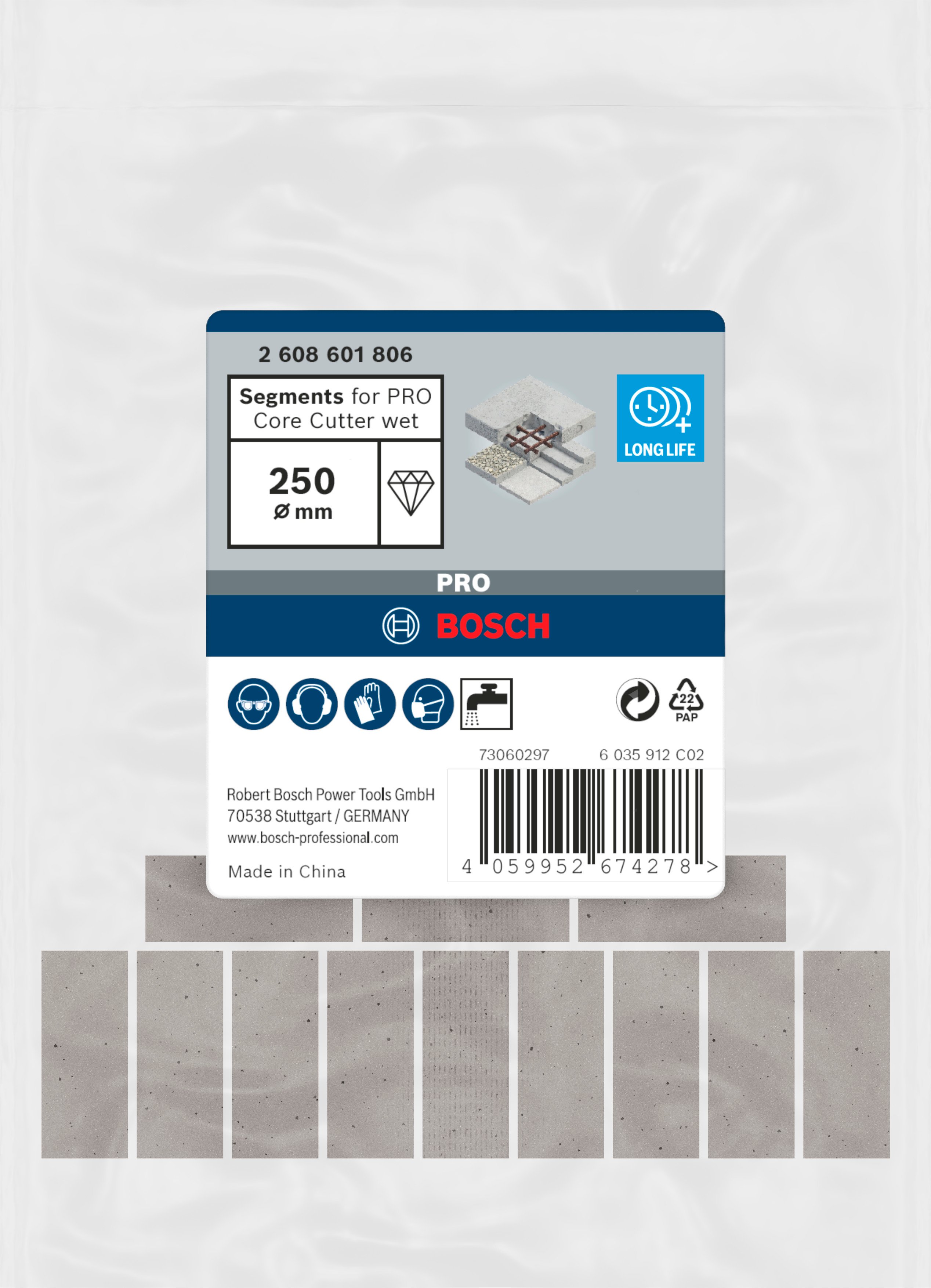 Bosch Accessoires Segmenten voor PRO Core Cutter wet | 250 mm | 1 1/4-inch UNC - 2608601806