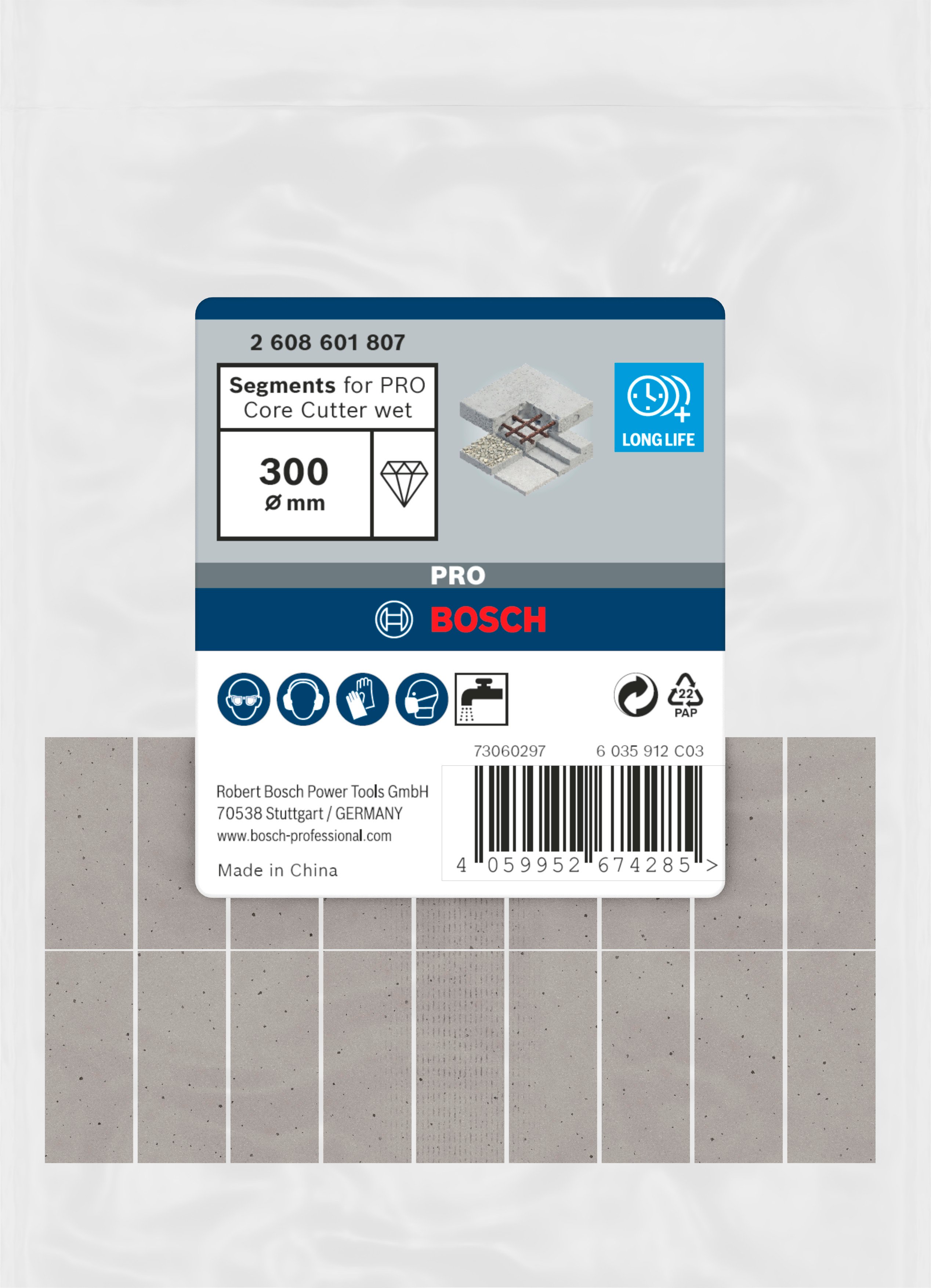 Bosch Accessoires Segmenten voor PRO Core Cutter wet | 300 mm | 1 1/4-inch UNC - 2608601807