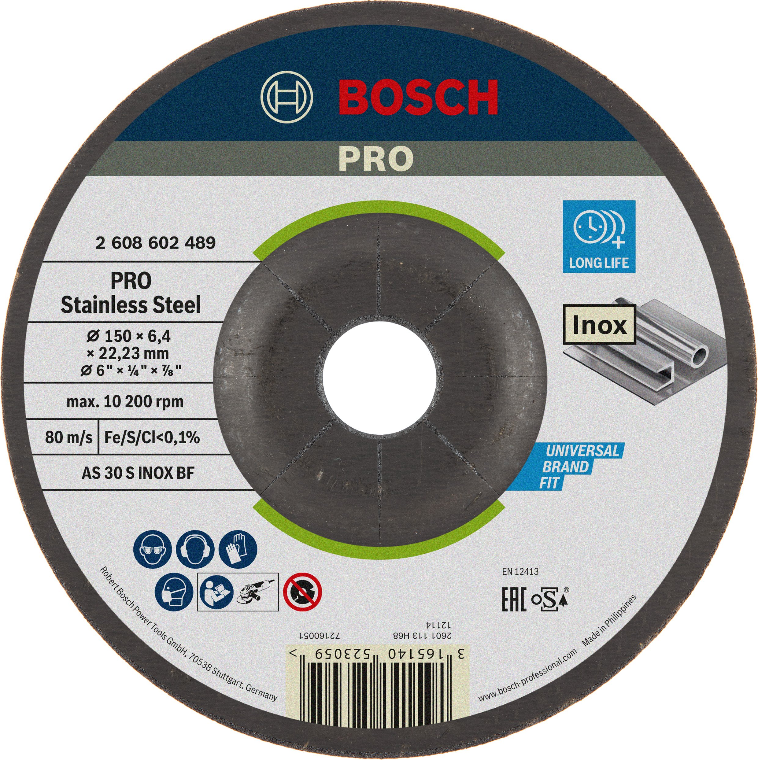 Bosch Accessoires Afbraamschijf gebogen Expert for Inox AS 30 S INOX BF, 150 mm, 22,23 mm, 6,0 mm 1st - 2608602489