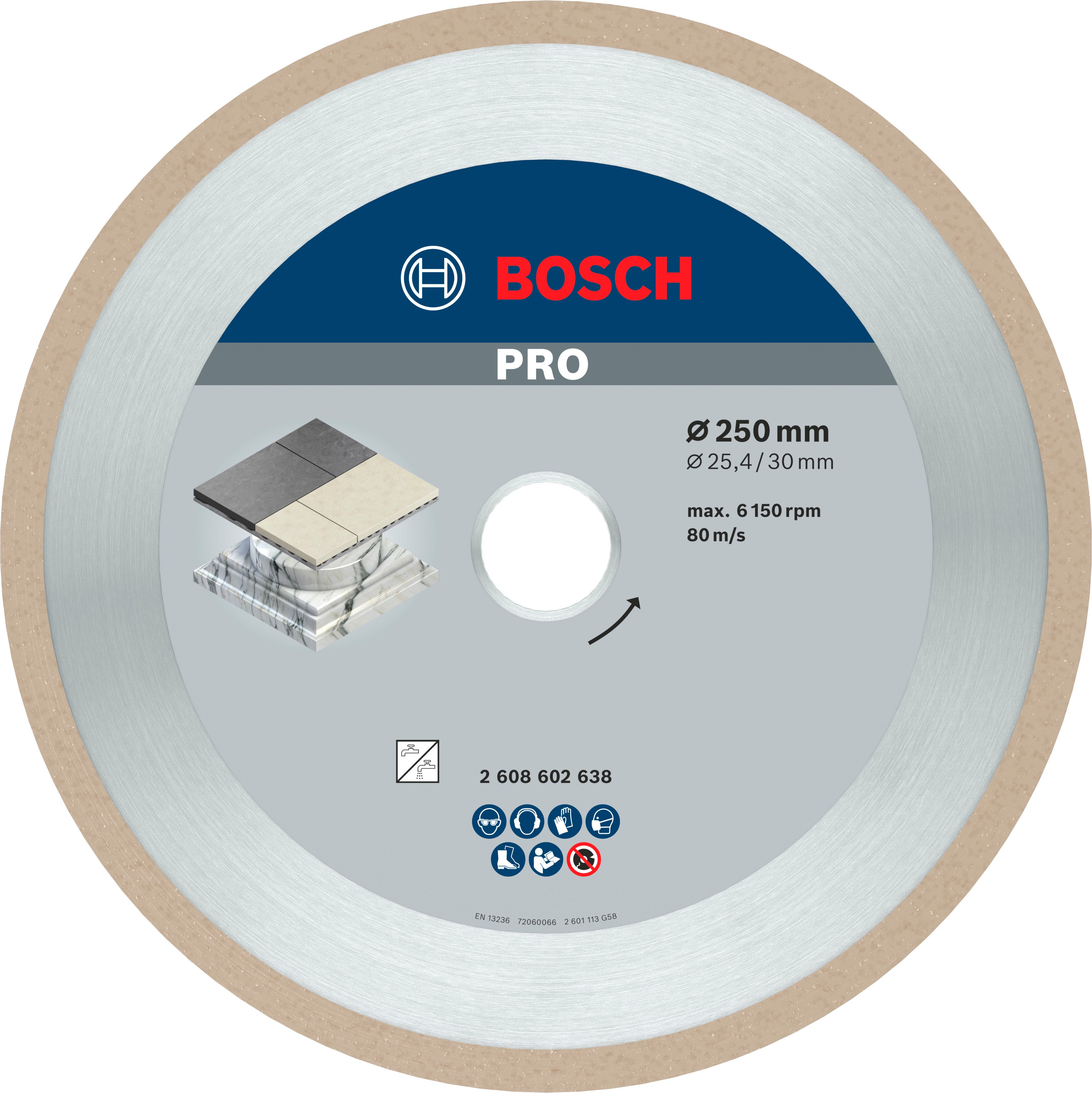 Bosch Accessoires Diamantdoorslijpschijf Best for Ceramic 250 x 30/25,40 x 2,4 x 10 mm 1st - 2608602638