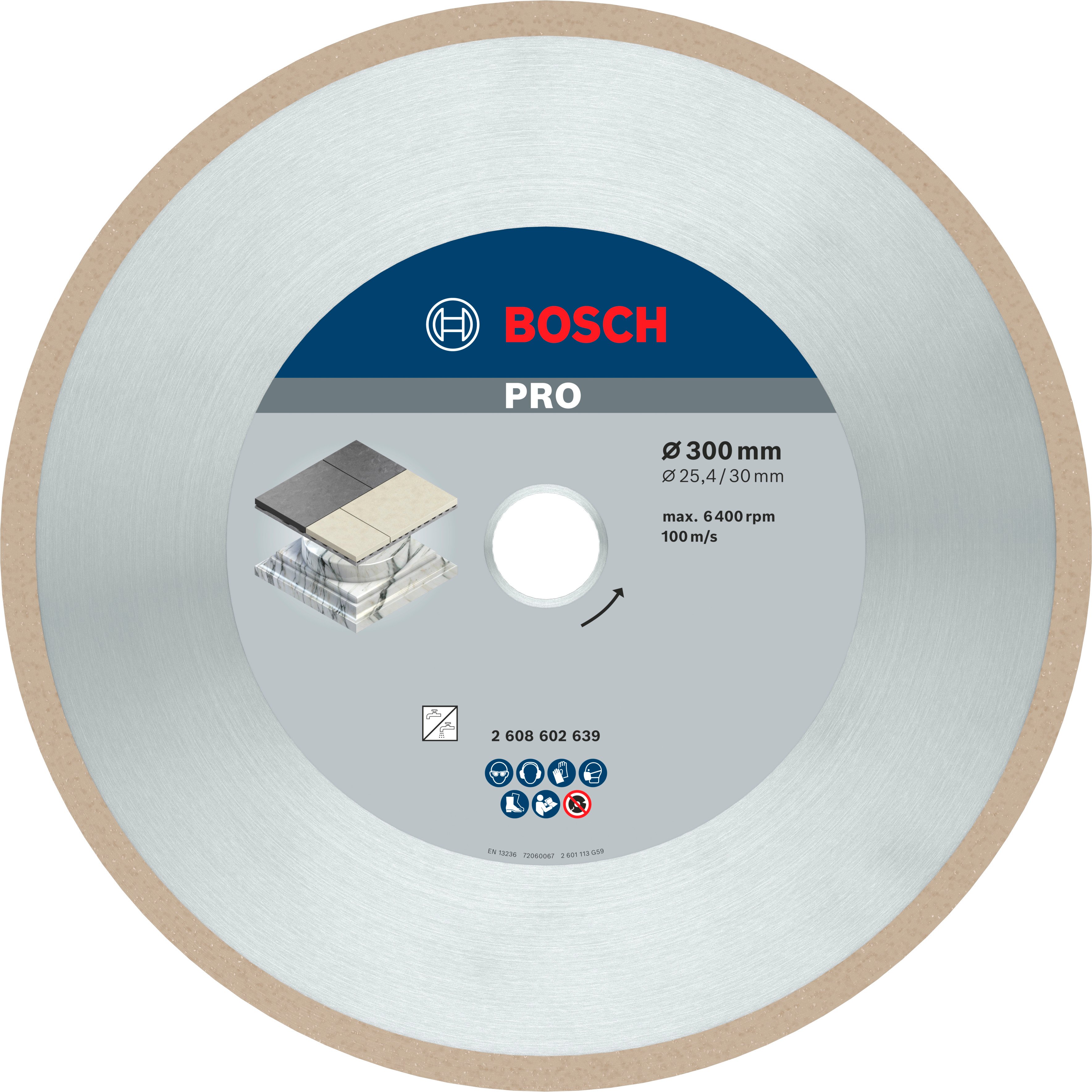 Bosch Accessoires Diamantdoorslijpschijf Best for Ceramic 300 x 30/25,40 x 2,8 x 10 mm 1st - 2608602639