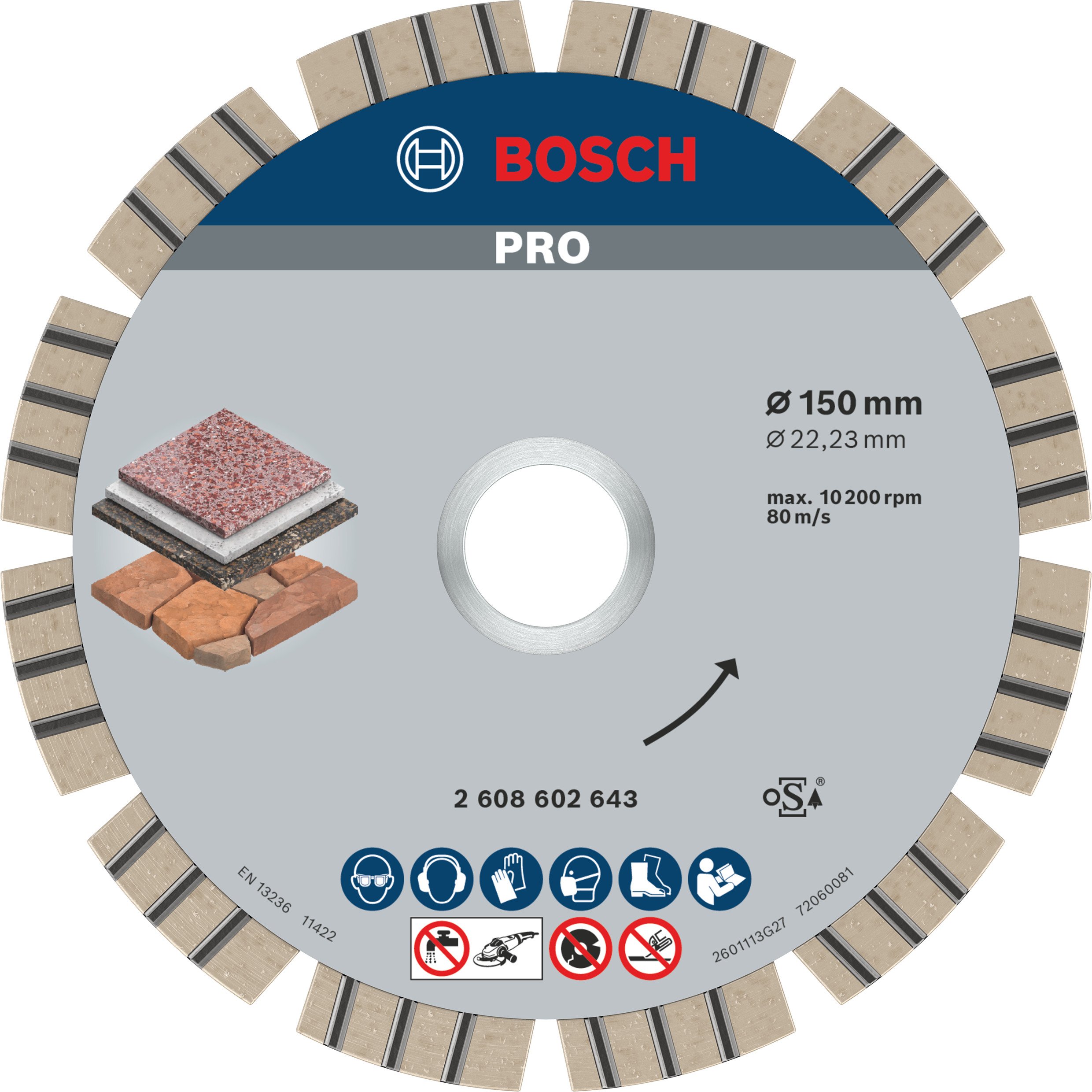 Bosch Accessoires Diamantdoorslijpschijf Best for Stone 150 x 22,23 x 2,4 x 12 mm 1st - 2608602643