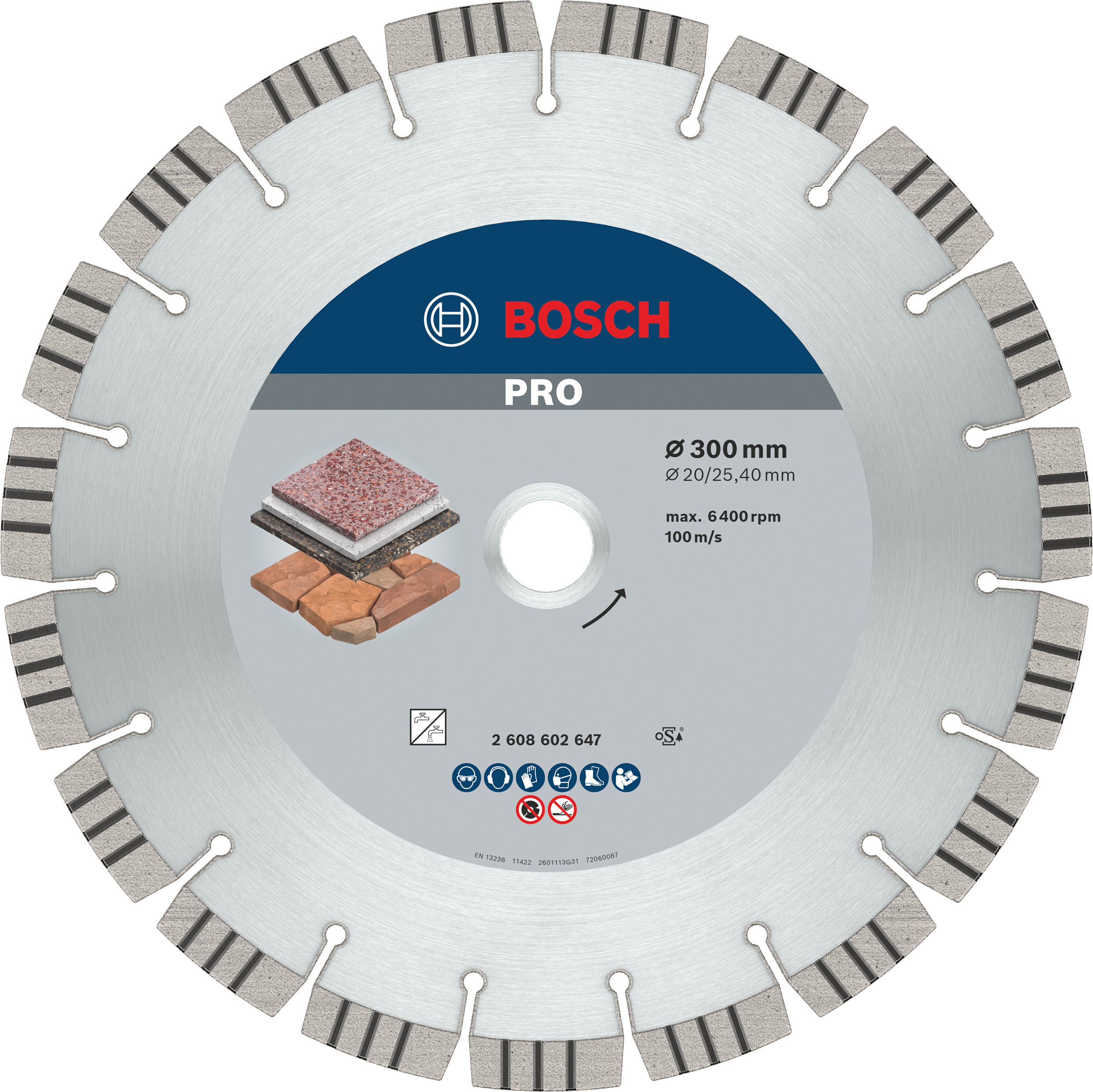 Bosch Accessoires Diamantdoorslijpschijf Best for Stone 300 x 20,00+25,40 x 2,8 x 15 mm 1st - 2608602647
