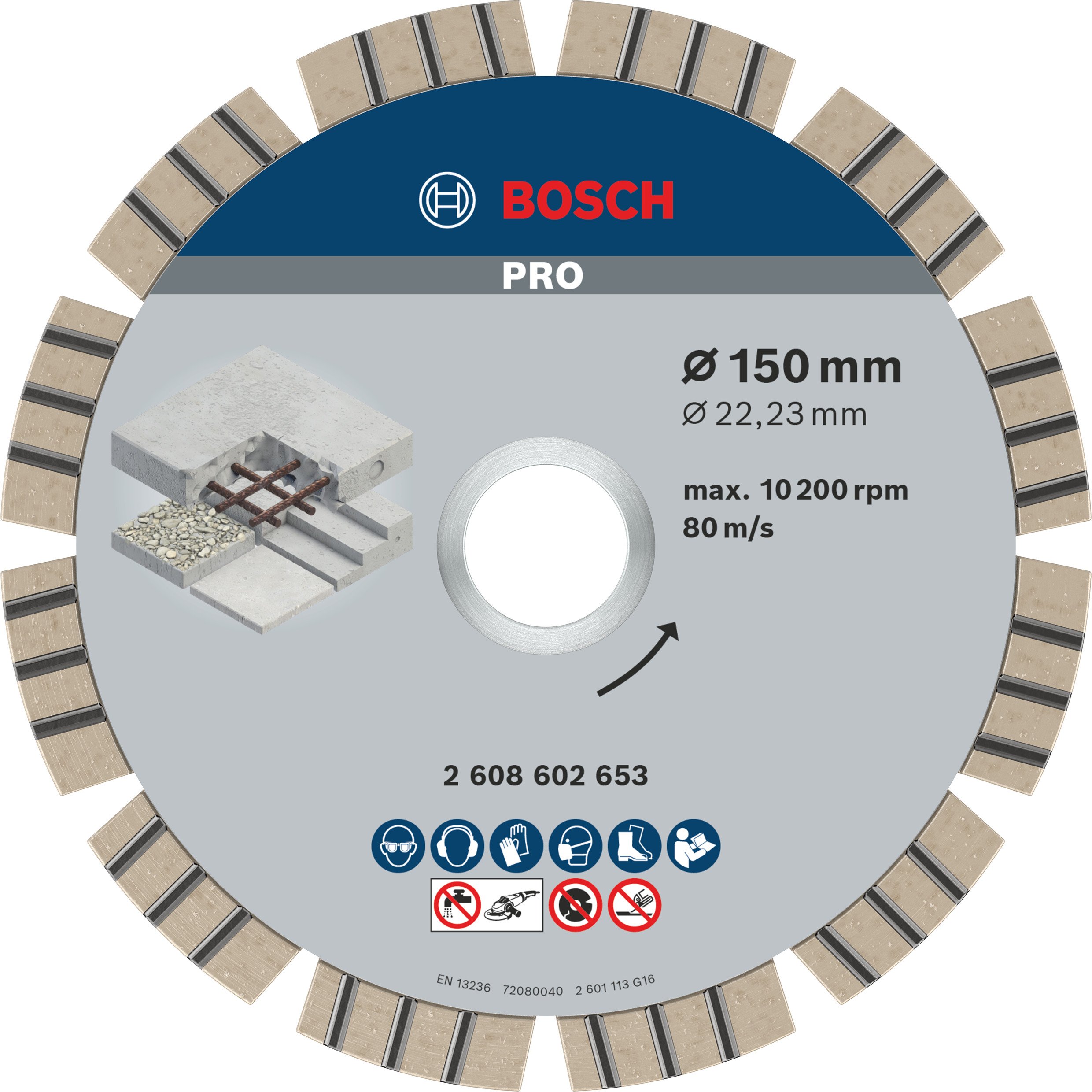 Bosch Accessoires Diamantdoorslijpschijf Best for Concrete 150 x 22,23 x 2,4 x 12 mm 1st - 2608602653