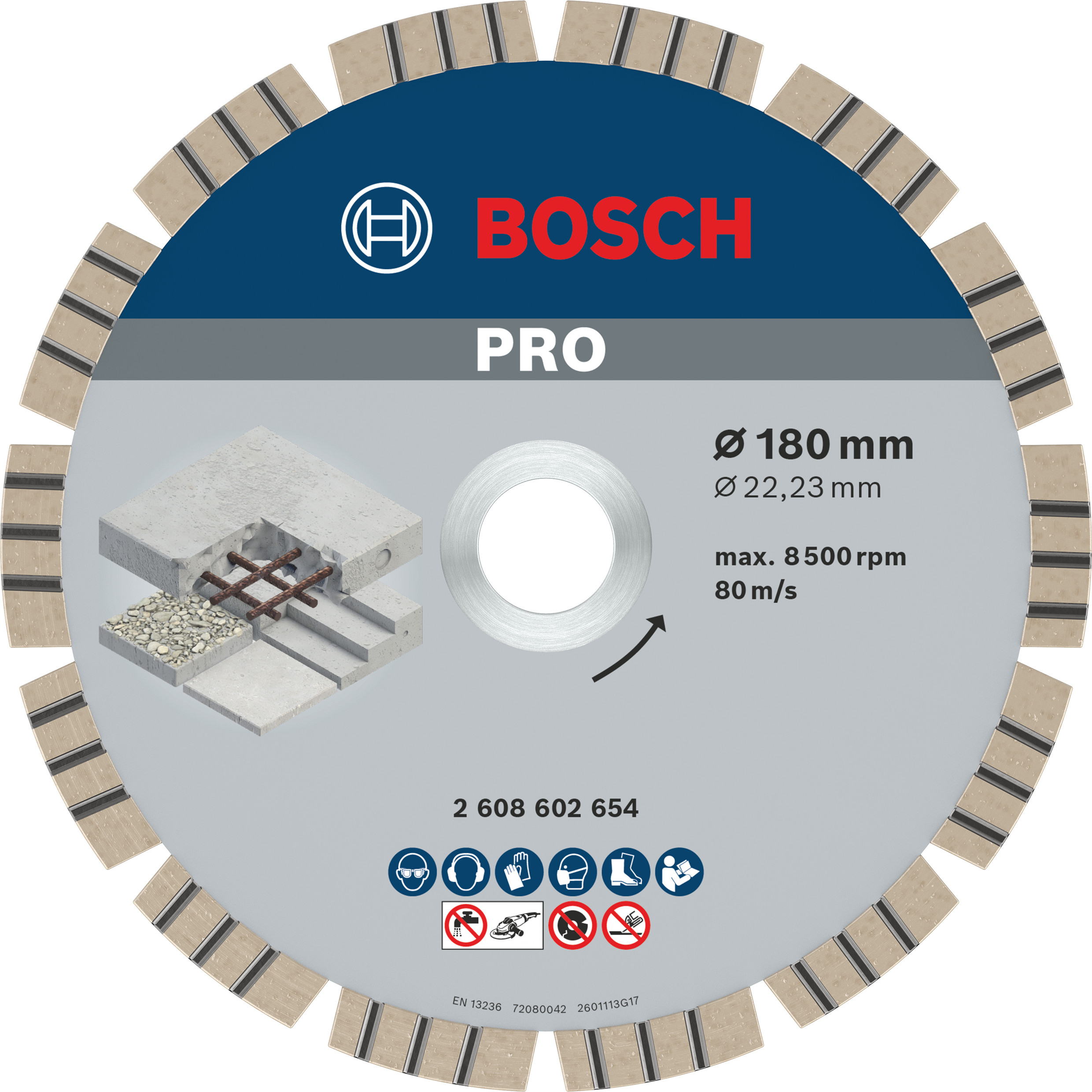 Bosch Accessoires Diamantdoorslijpschijf Best for Concrete 180 x 22,23 x 2,4 x 12 mm 1st - 2608602654