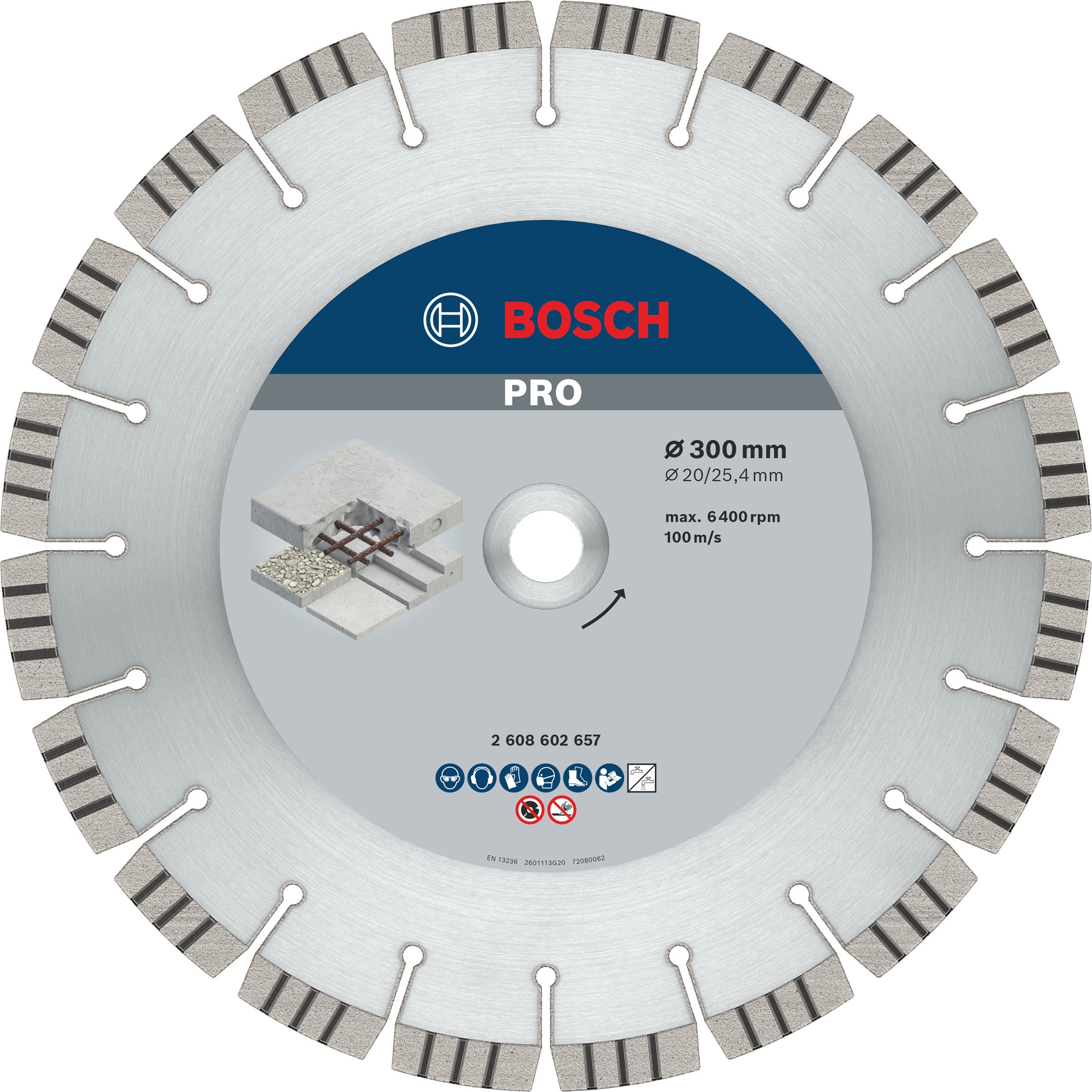 Bosch Accessoires Diamantdoorslijpschijf Best for Concrete 300 x 20,00+25,40 x 2,8 x 15 mm 1st - 2608602657