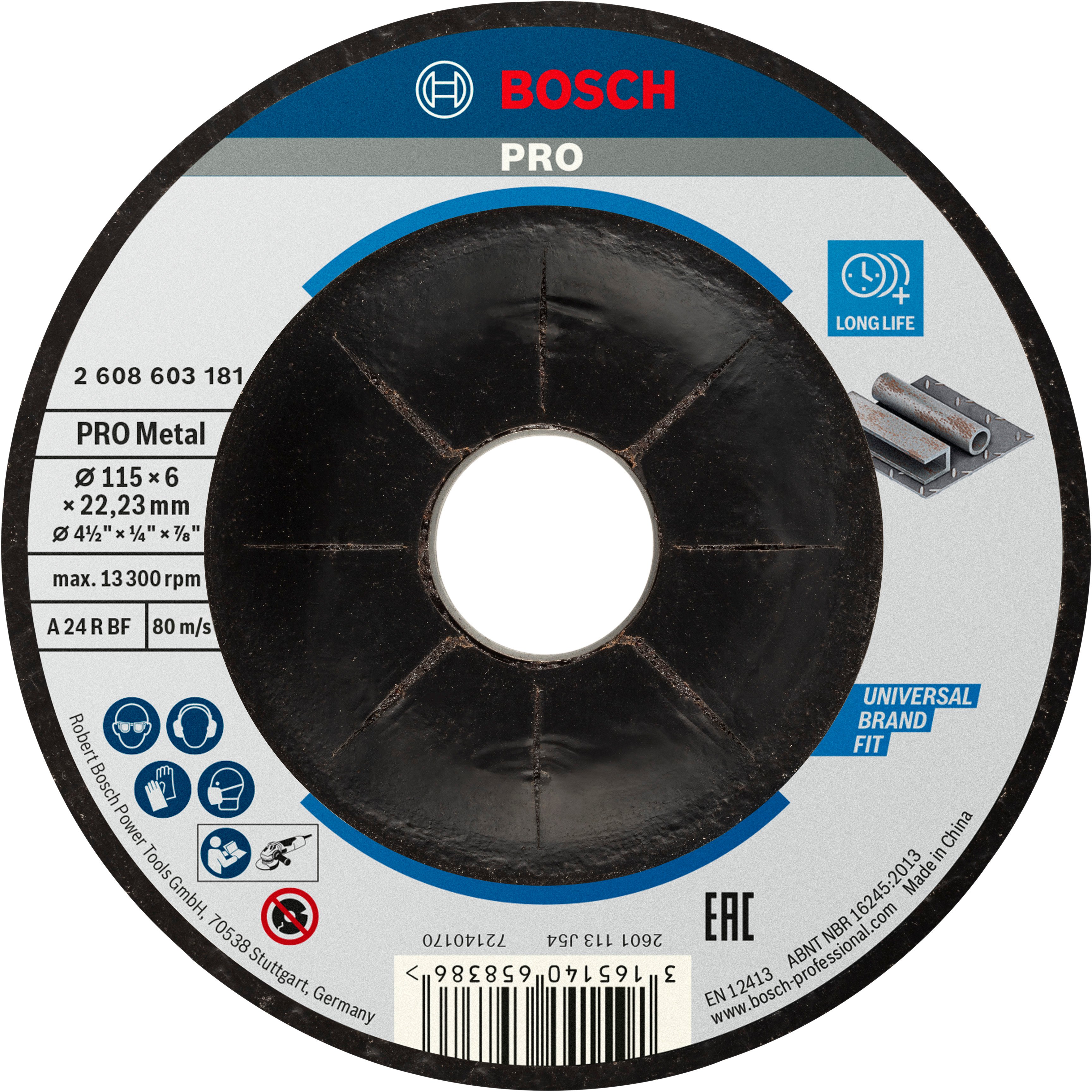 Bosch Accessoires Afbraamschijf gebogen Standard for Metal A 24 P BF, 115 mm, 22,23 mm, 6,0 mm 1 stuks - 2608603181