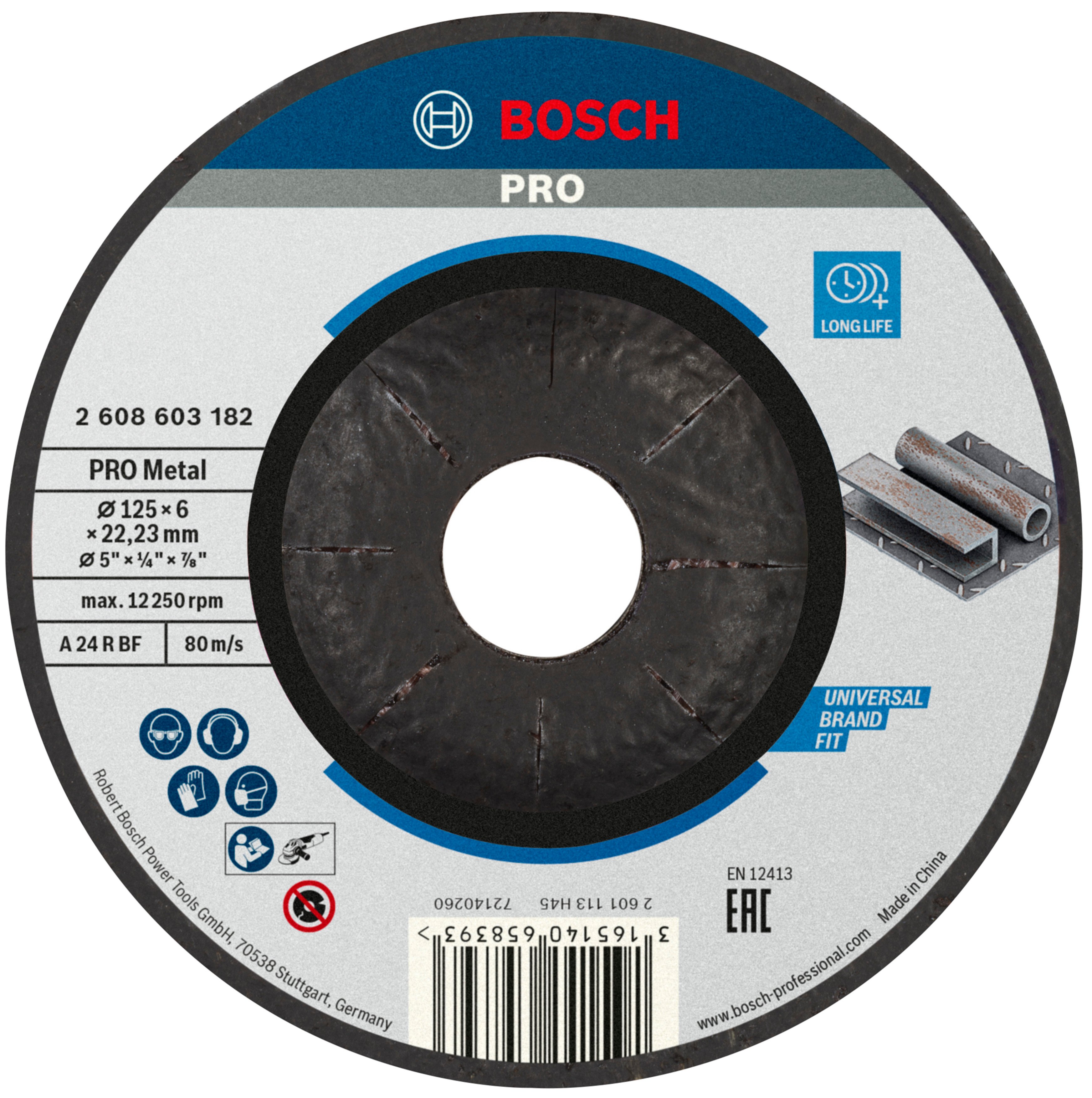 Bosch Accessoires Afbraamschijf gebogen Standard for Metal A 24 P BF, 125 mm, 22,23 mm, 6,0 mm - 2608603182