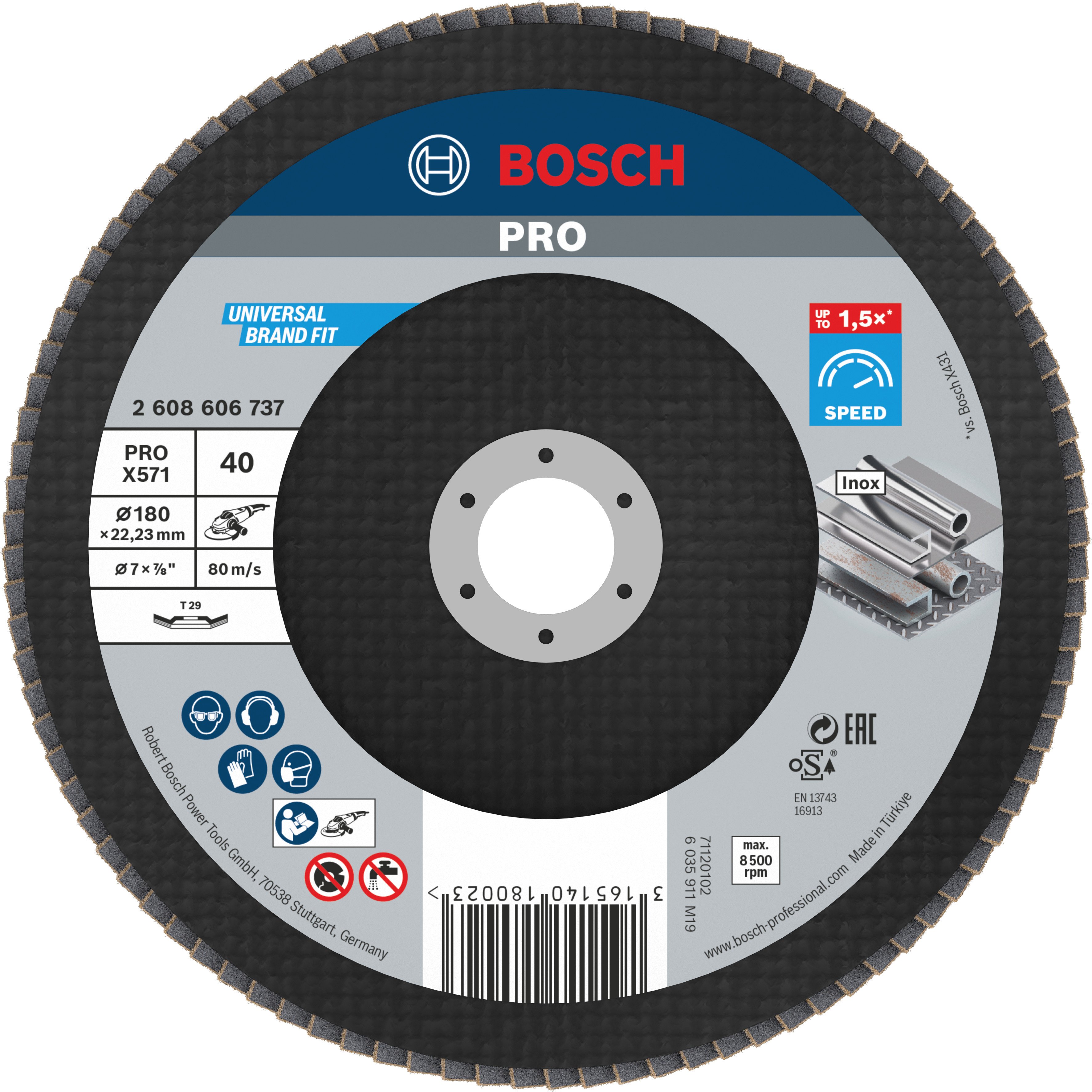 Bosch Accessoires 1 Lamellenschijf 180 X571, Best for Metal haaks, K40 - 2608606737