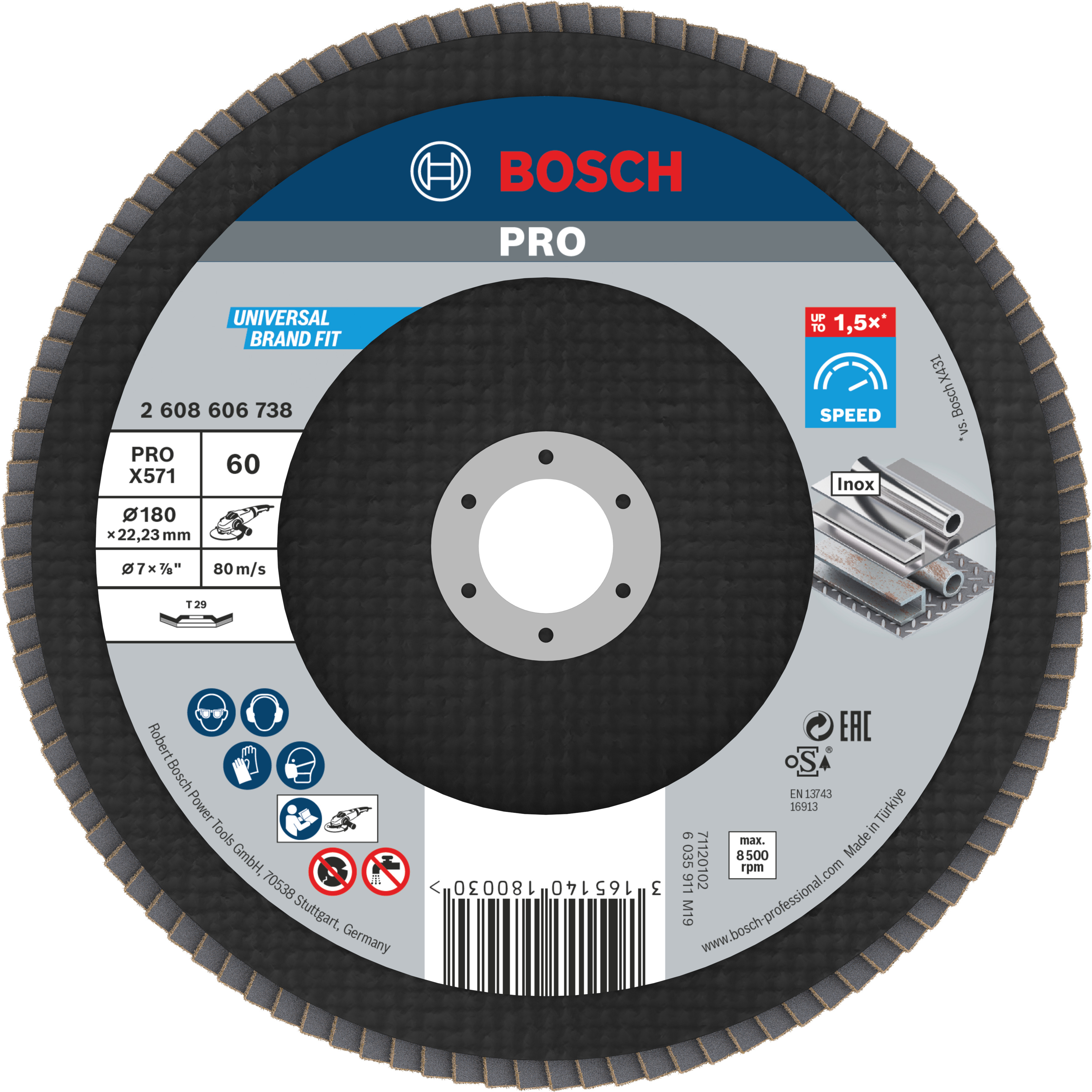 Bosch Accessoires 1 Lamellenschijf 180 X571, Best for Metal haaks, K60 - 2608606738