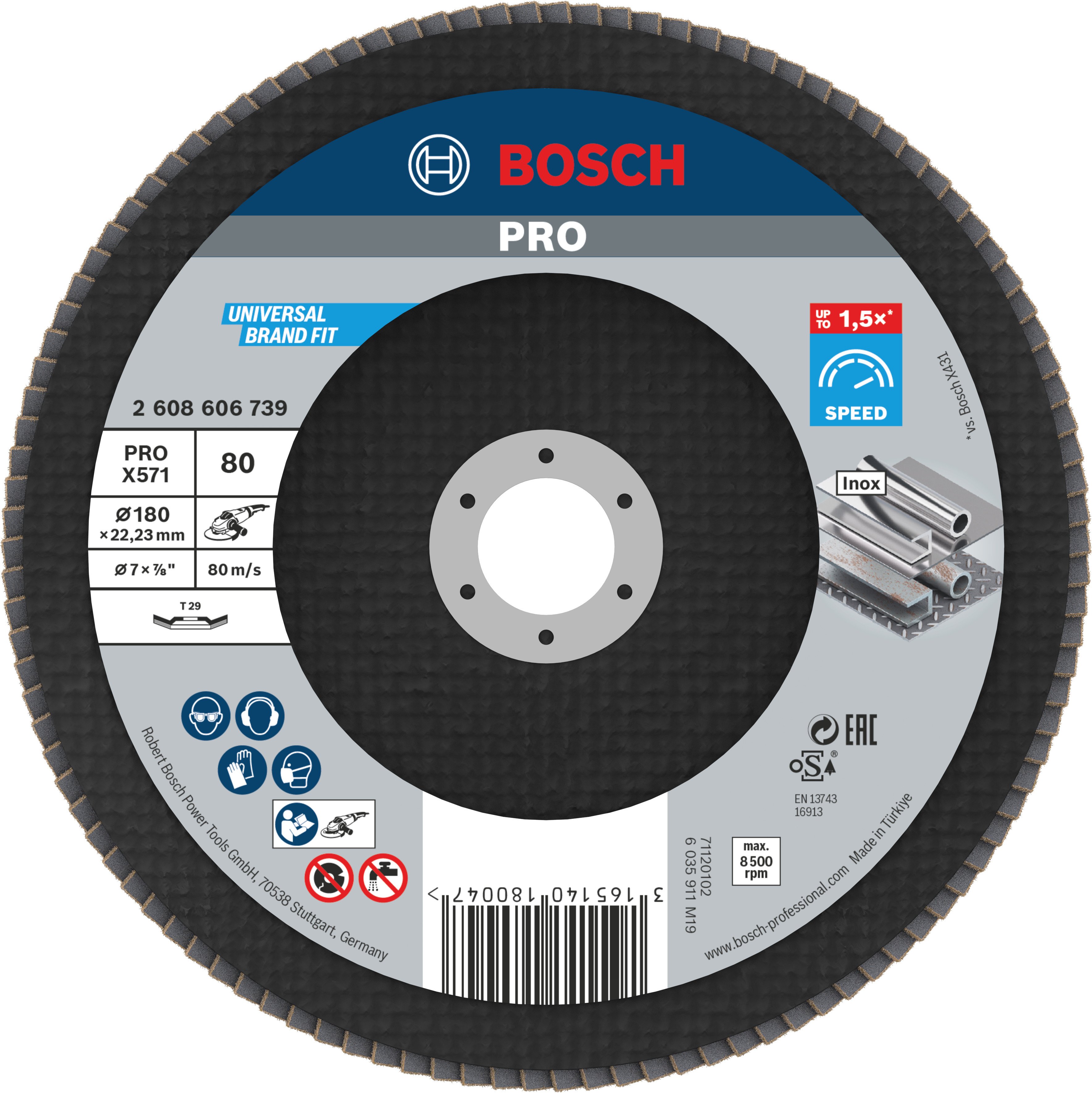 Bosch Accessoires 1 Lamellenschijf 180 X571, Best for Metal haaks, K80 - 2608606739