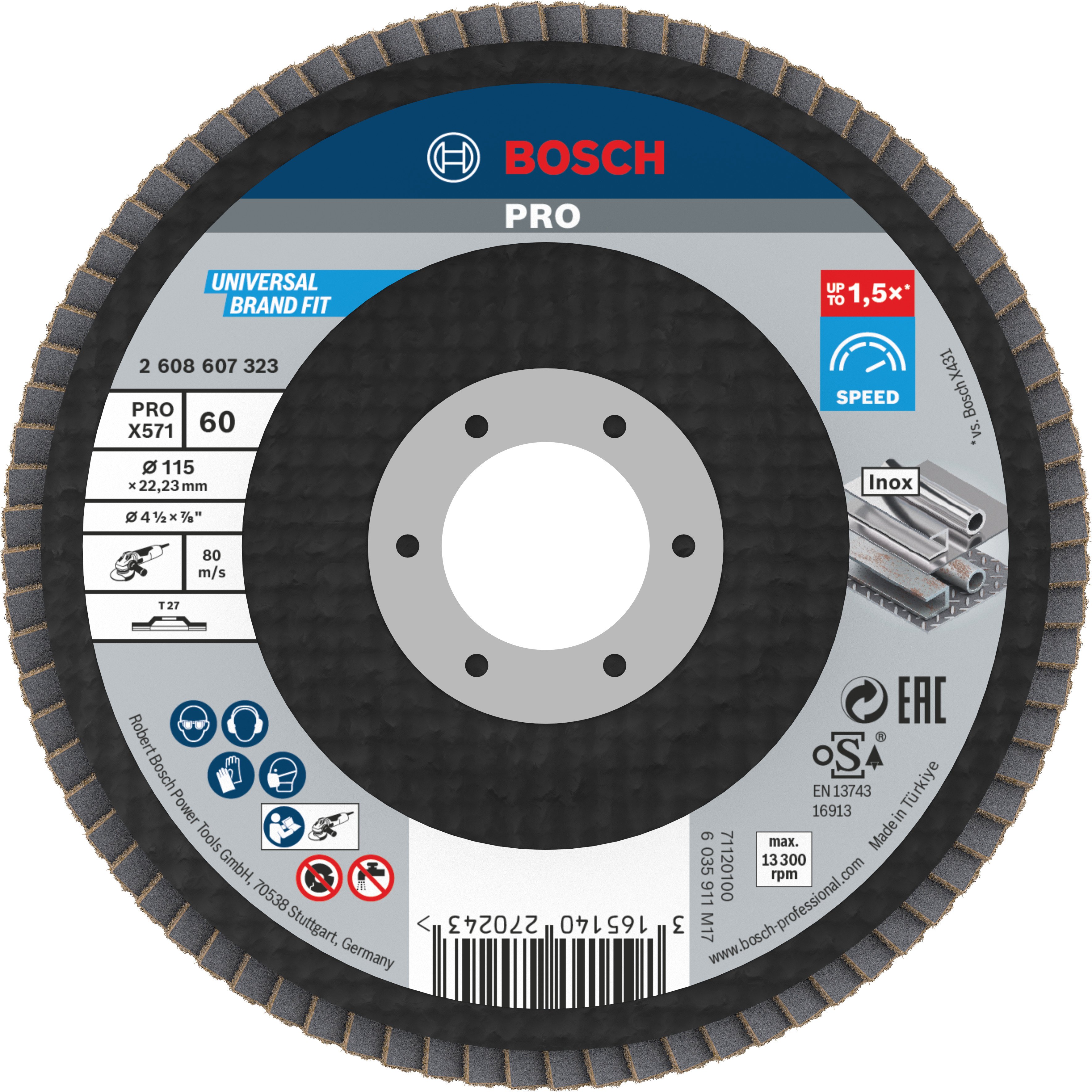 Bosch Accessoires 1 Lamellenschijf 115 X571, Best for Metal recht, 60 - 2608607323