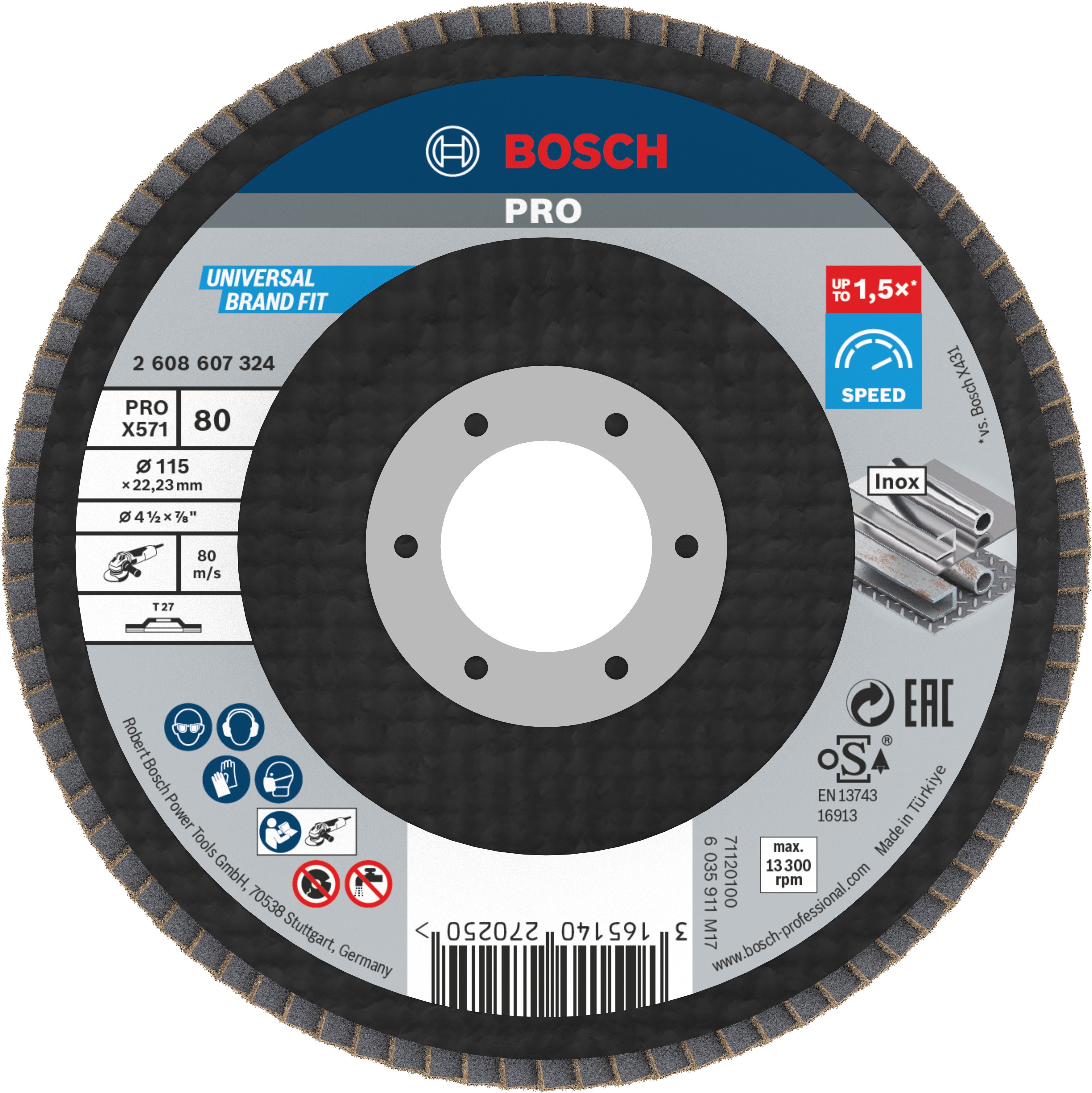 Bosch Accessoires 1 Lamellenschijf 115 X571, Best for Metal recht, 80 - 2608607324