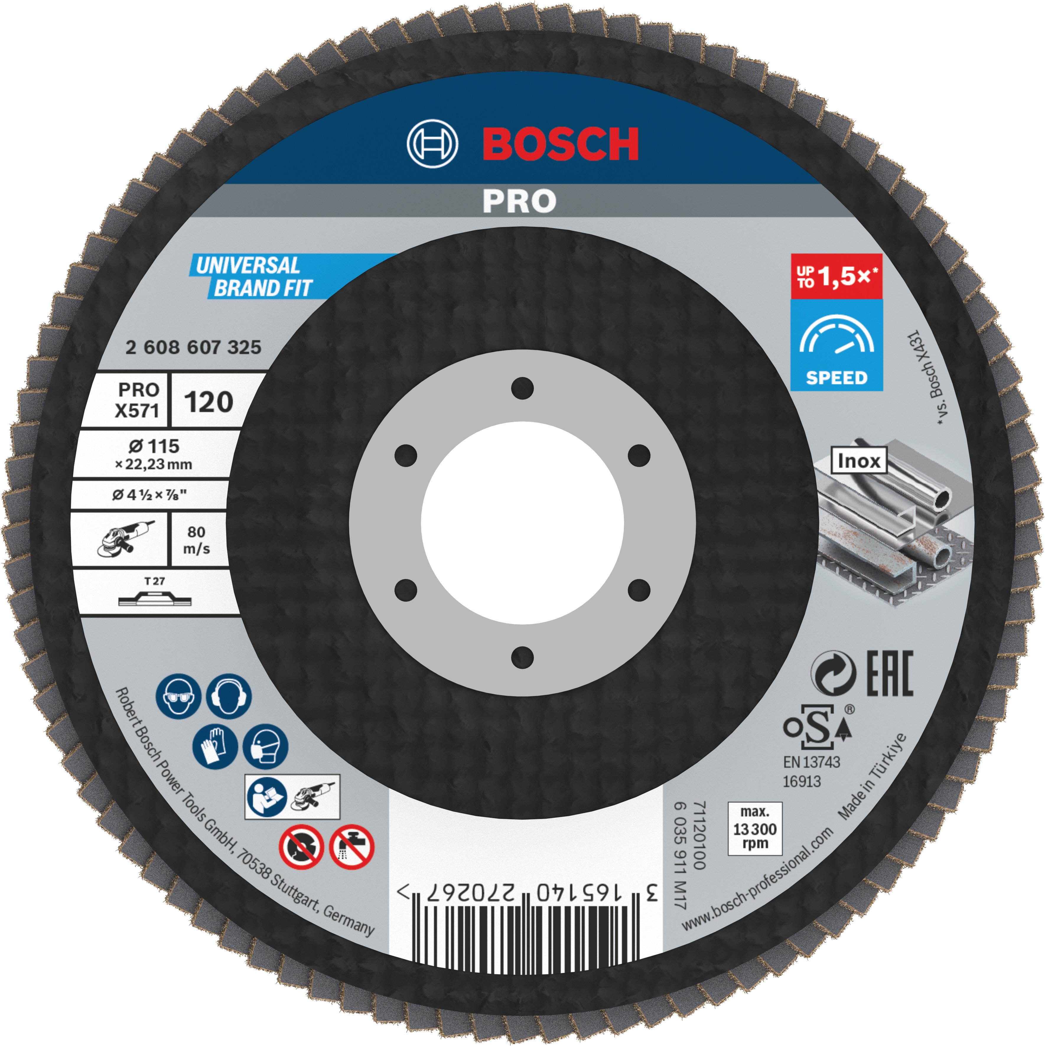 Bosch Accessoires 1 Lamellenschijf 115 X571, 
Best for Metal recht, 120 - 2608607325
