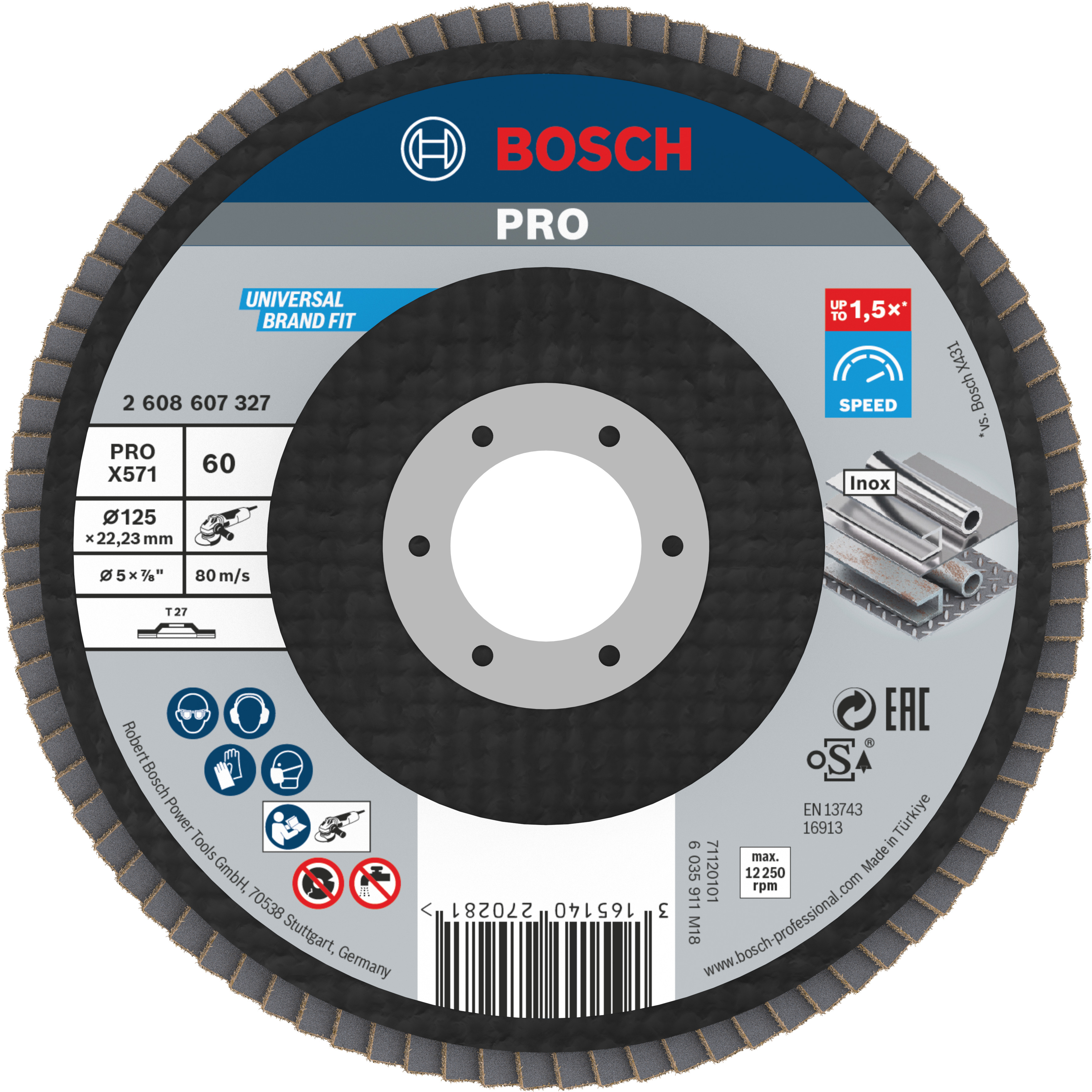 Bosch Accessoires 1 Lamellenschijf 125 X571, Best for Metal recht, 60 - 2608607327