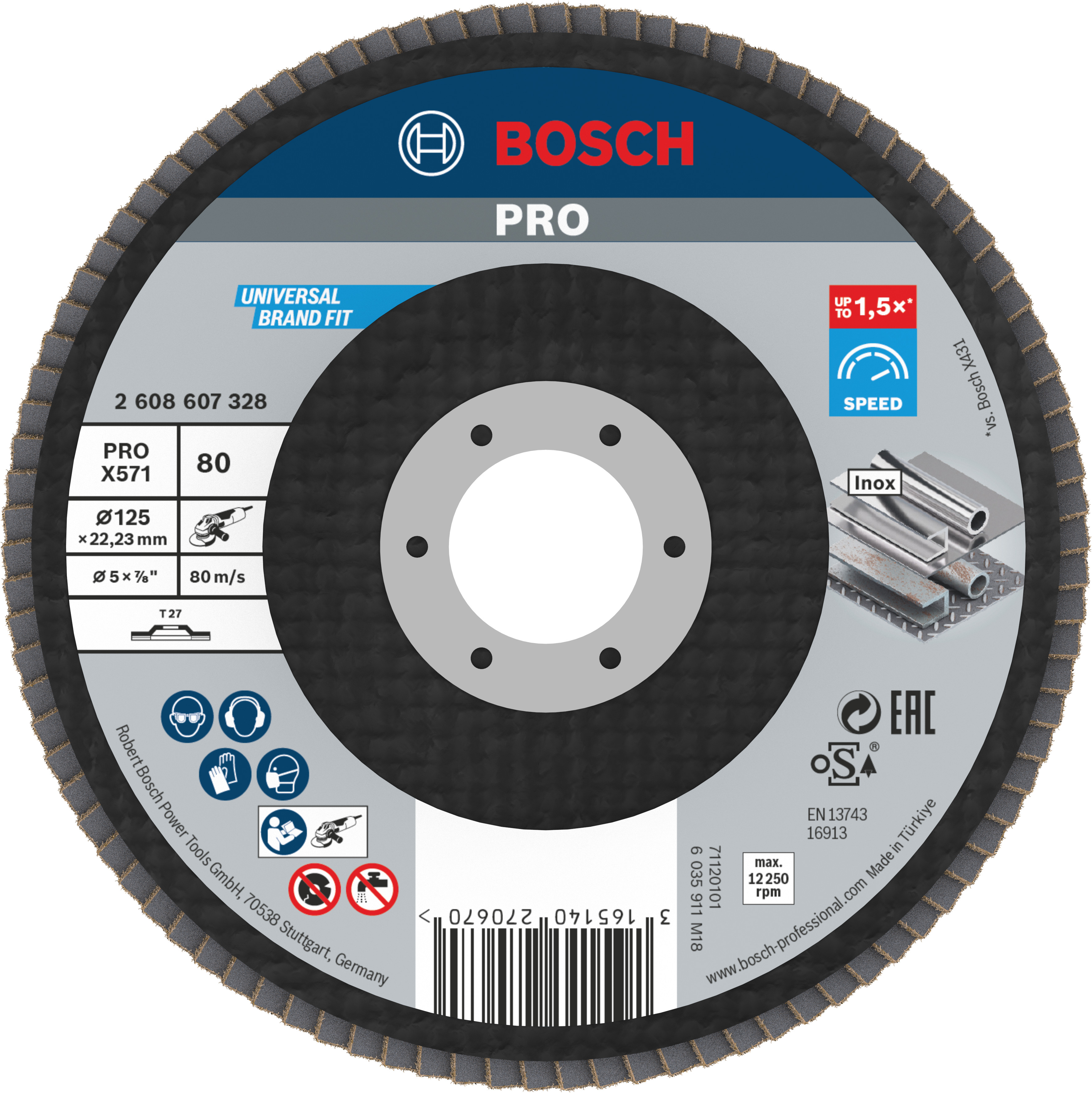 Bosch Accessoires 1 Lamellenschijf 125 X571, Best for Metal recht, 80 - 2608607328